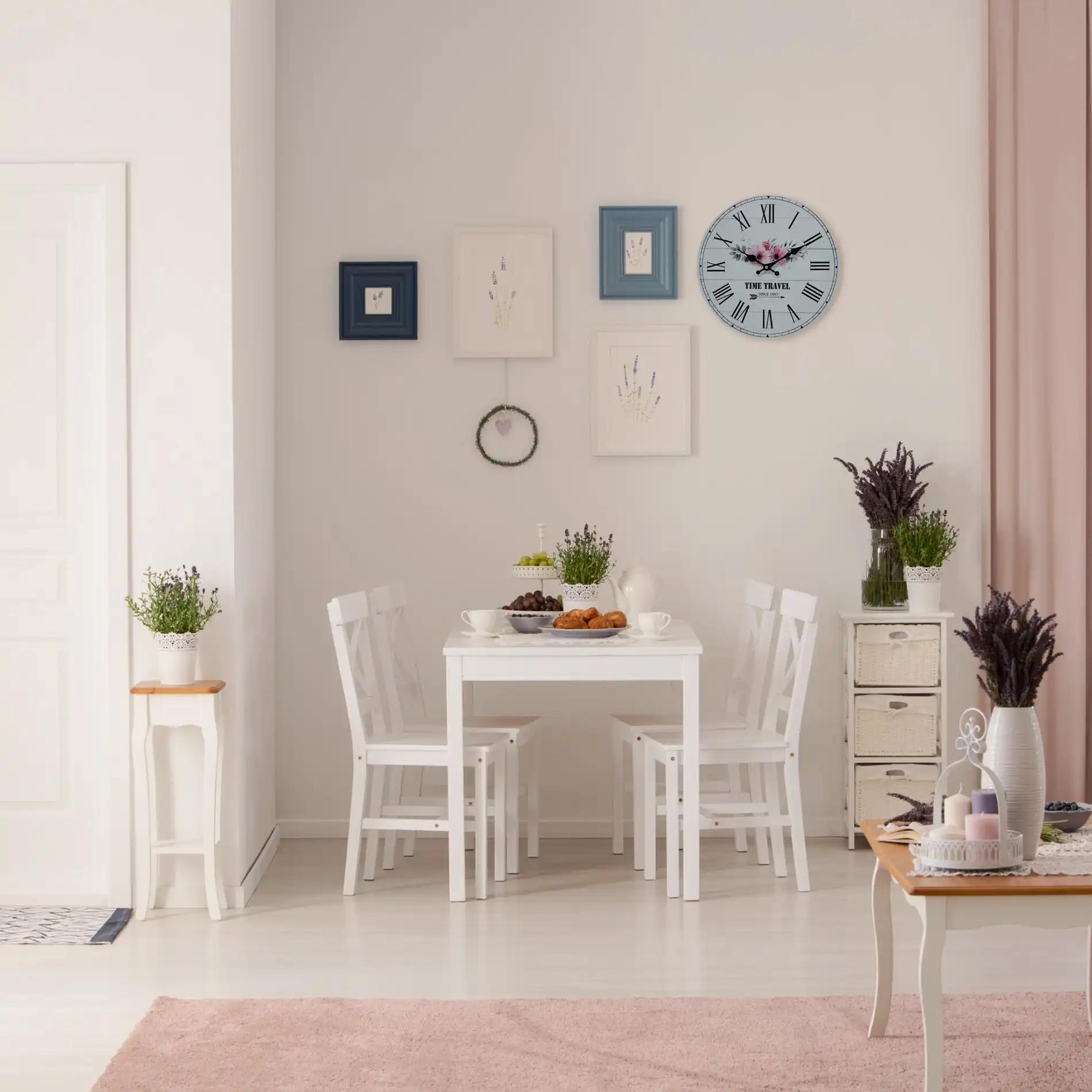 Frailea - Orologio da appendere bianco con motivo a fiori - Image 2