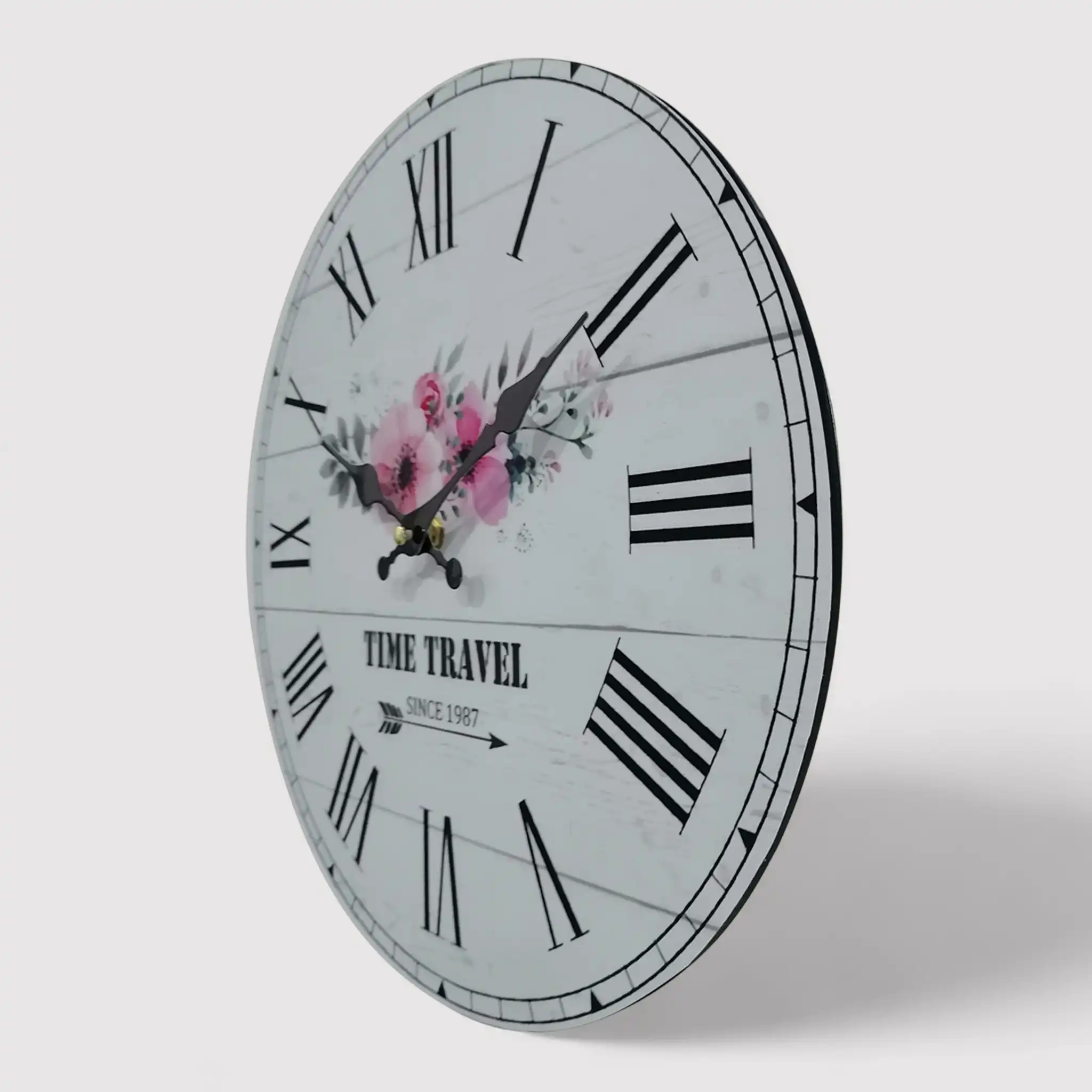 Frailea - Orologio da appendere bianco con motivo a fiori - Image 3