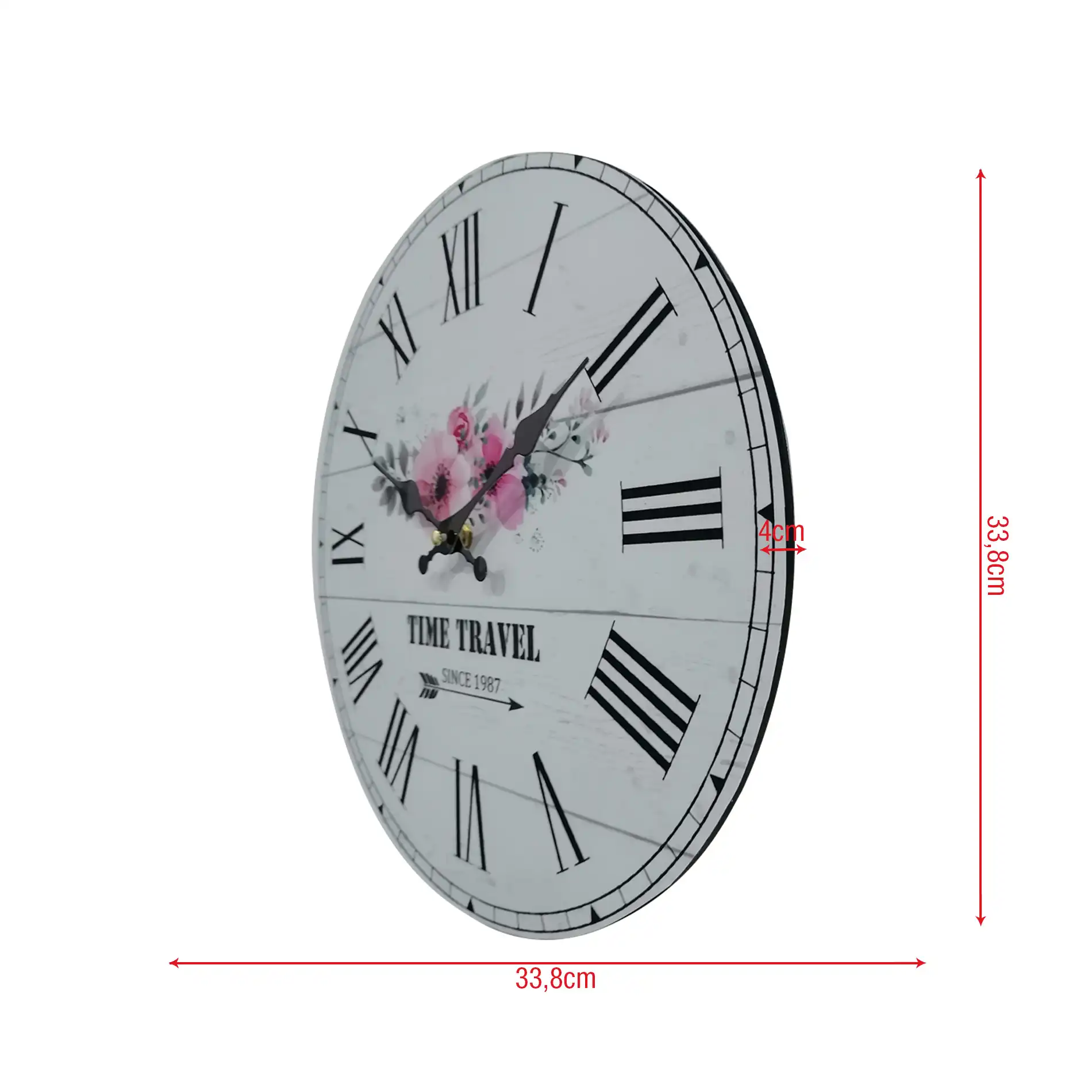 Frailea - Orologio da appendere bianco con motivo a fiori - Image 5