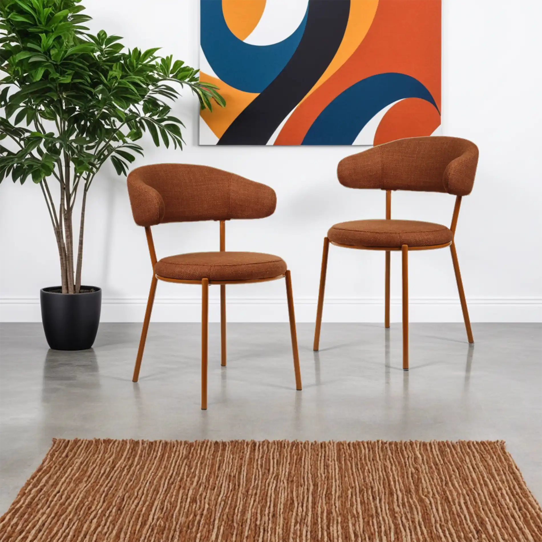 Frenj - Set 2 sedie eleganti arancione scuro in stile moderno - Image 11