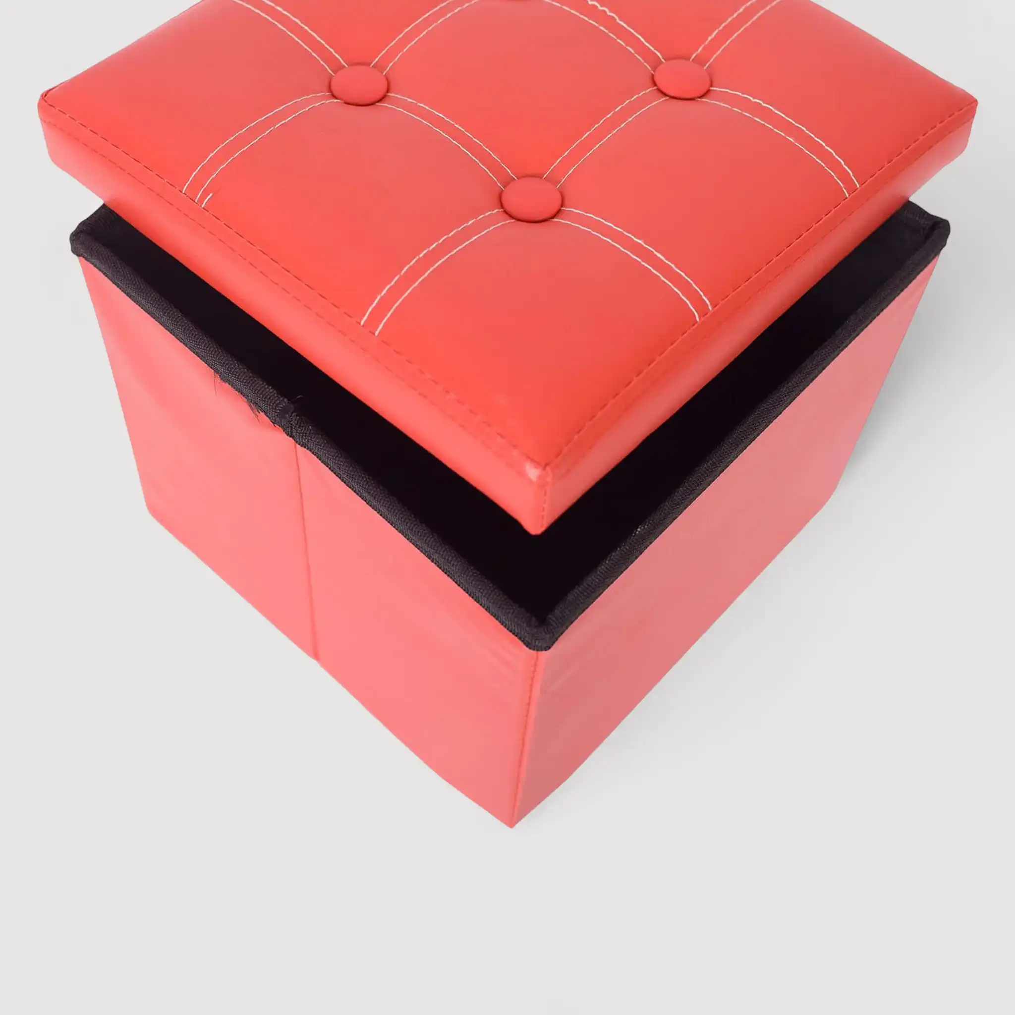 Gaura - Pouf rosso contenitore imbottito a forma di cubo - Image 4
