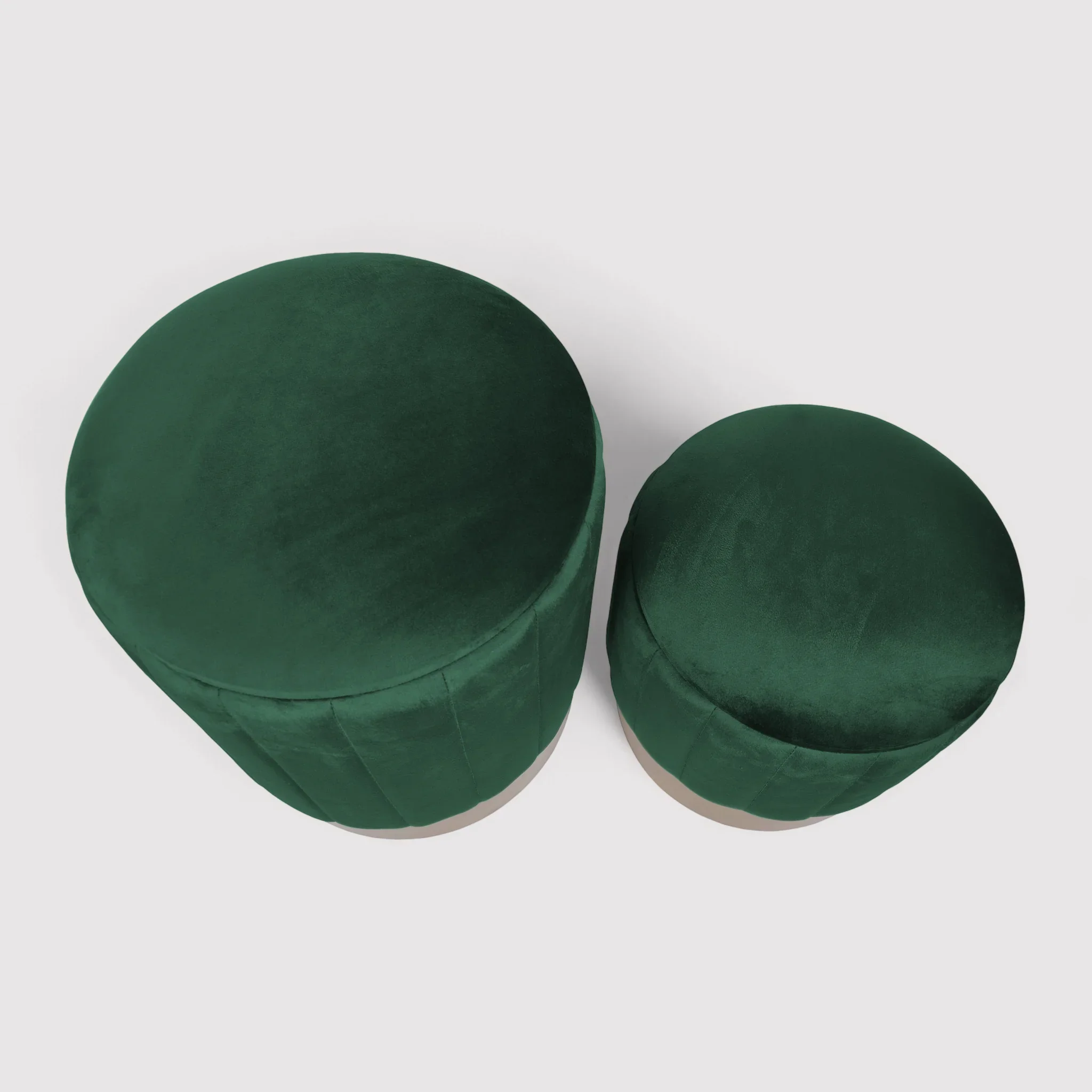 Giunco - Set di 2 pouf in velluto verdi con contenitore - Image 8