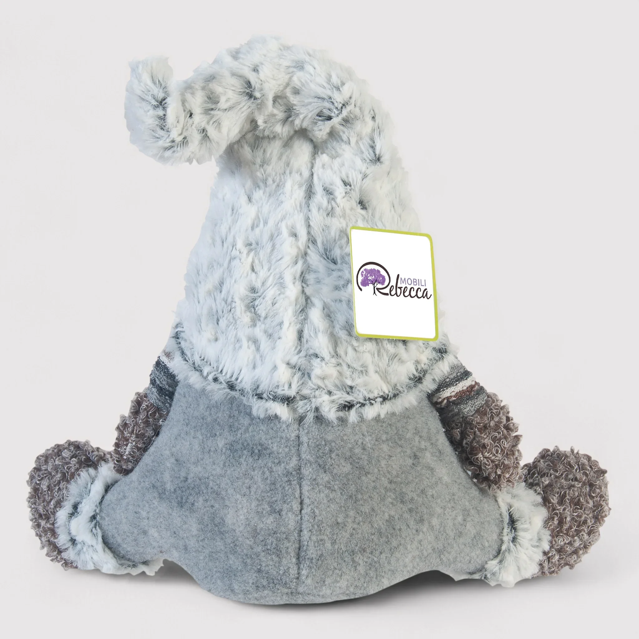 Gnomo di Natale donna fermaporta seduto grigio - Image 3