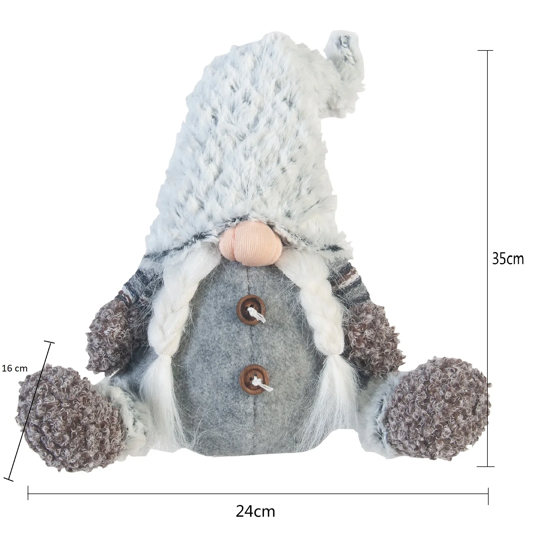 Gnomo di Natale donna fermaporta seduto grigio - Image 4