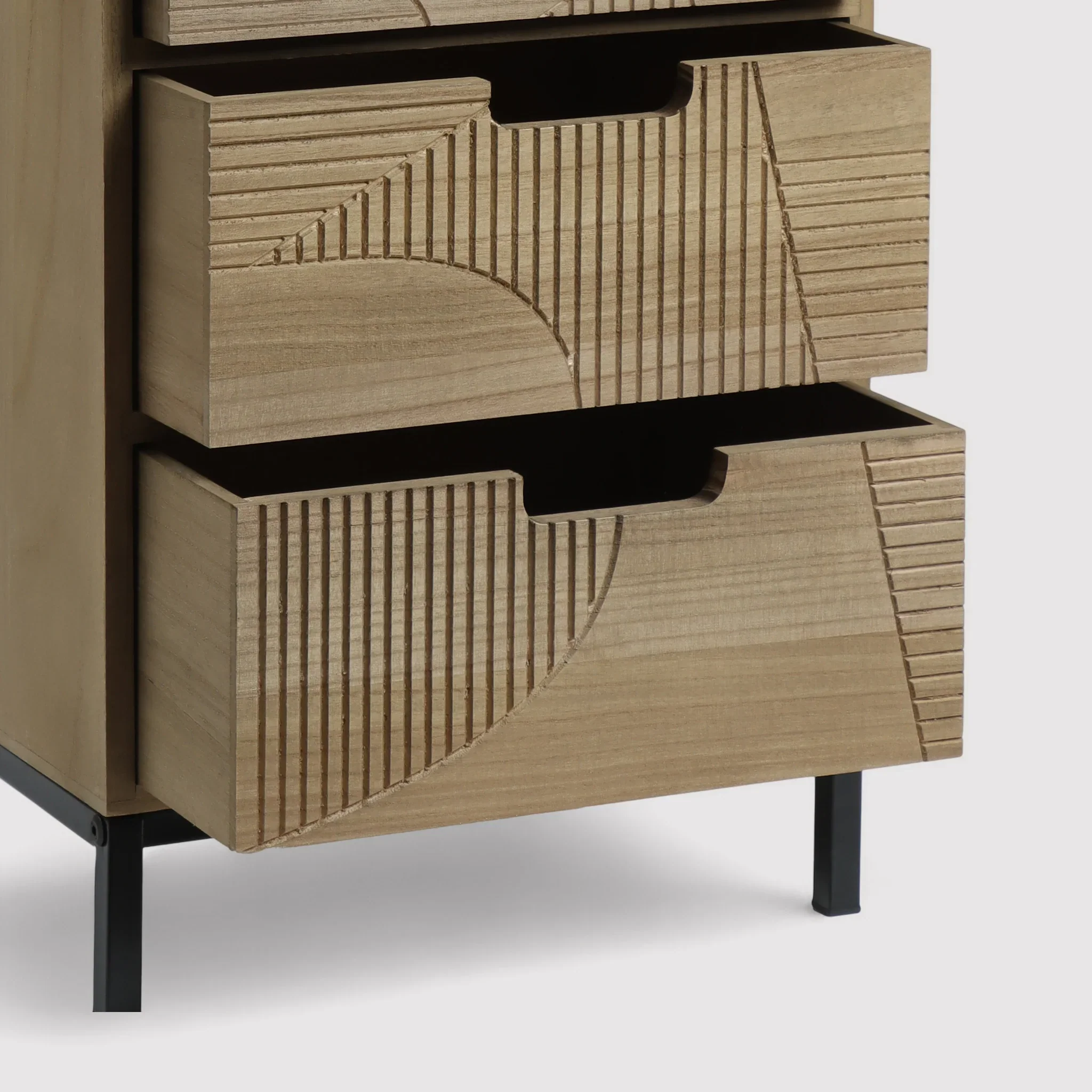 Goethea - Cassettiera in stile scandinavo con 4 cassetti intagliati - Image 4