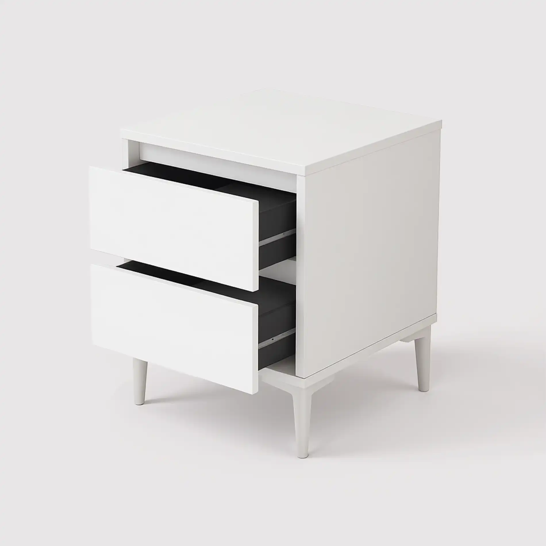 Hayl - Comodino bianco in stile moderno con 2 cassetti - Image 5
