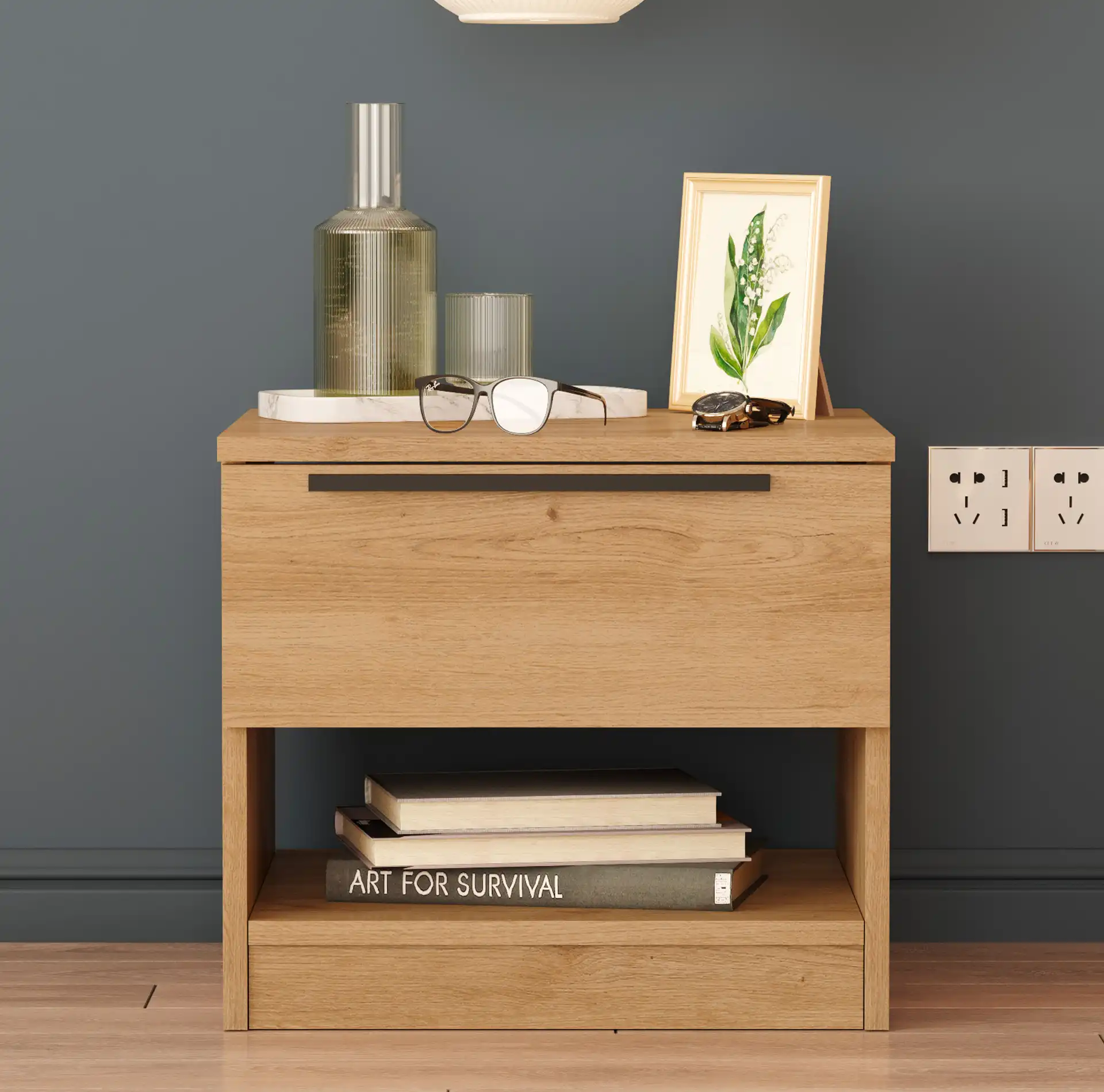 Helba - Comodino basso scandinavo con 1 cassetto - Image 2