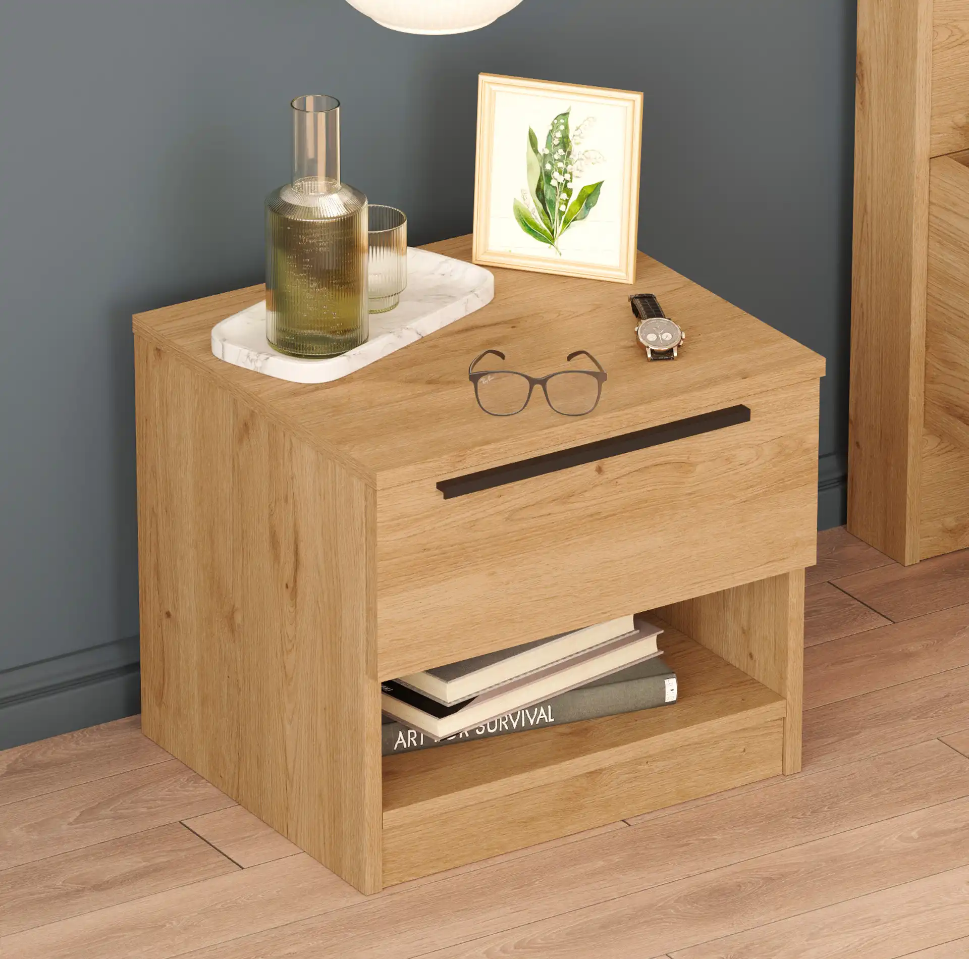 Helba - Comodino basso scandinavo con 1 cassetto - Image 3