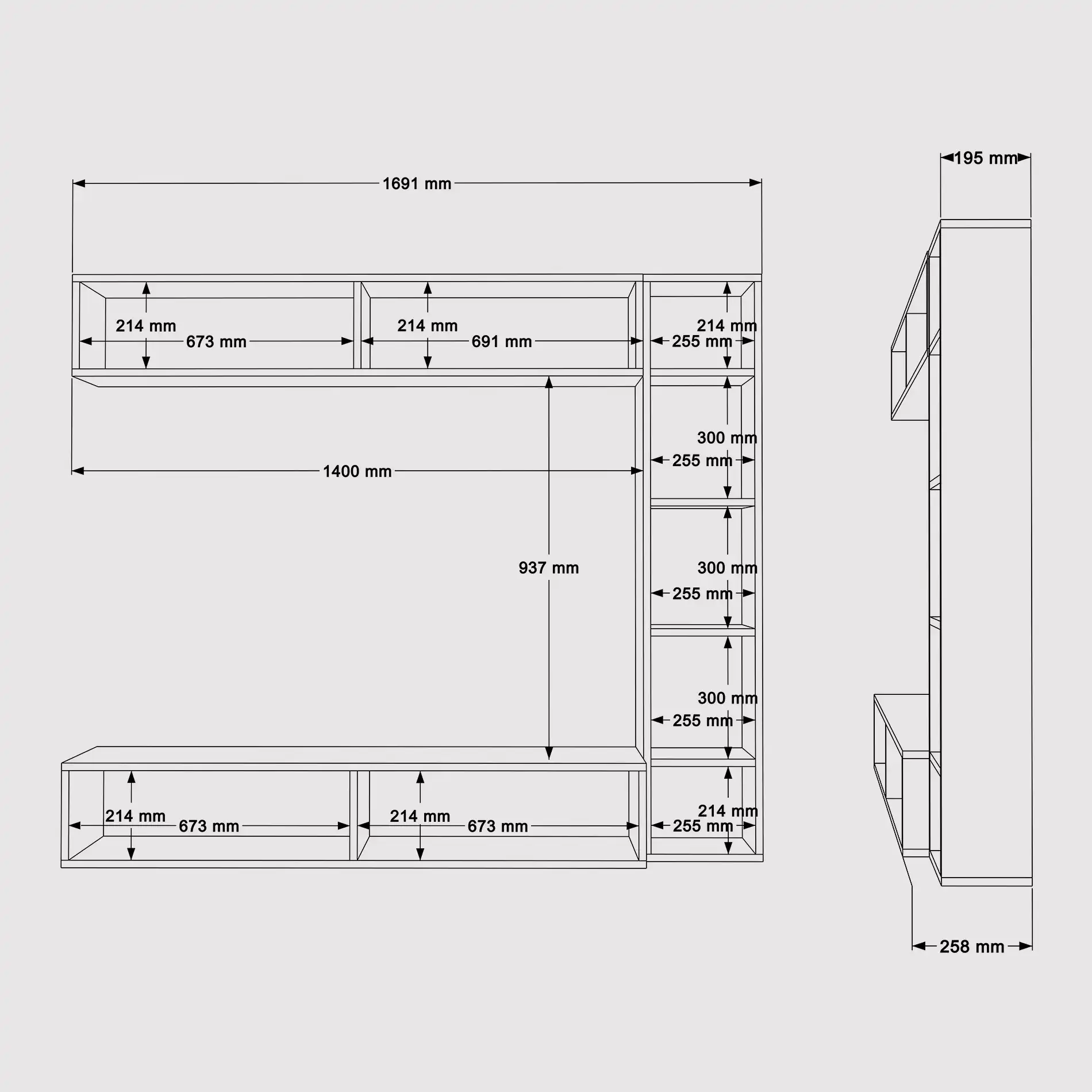 Hilba - Parete attrezzata modulare con 3 pezzi per salotto moderno - Image 6