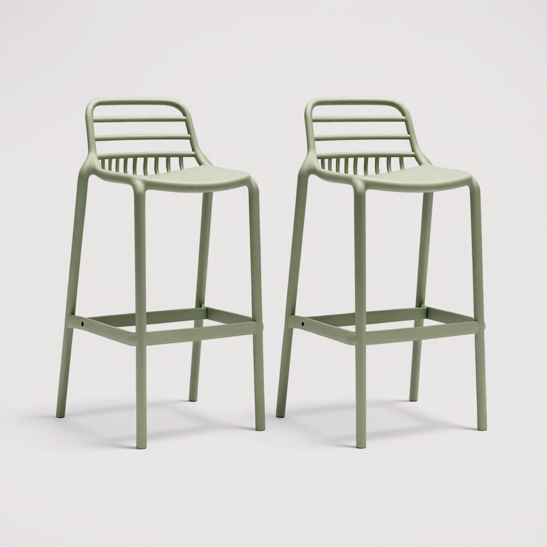 Hindiba - Set 2 sgabelli alti verde chiaro per bar o esterno - Image 4