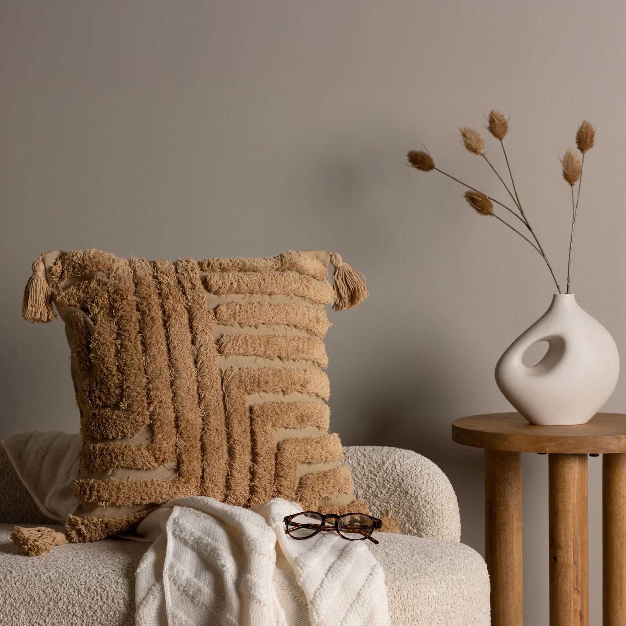 Hoteia - Federa marrone per cuscino con frange 45x45 cm - Image 2