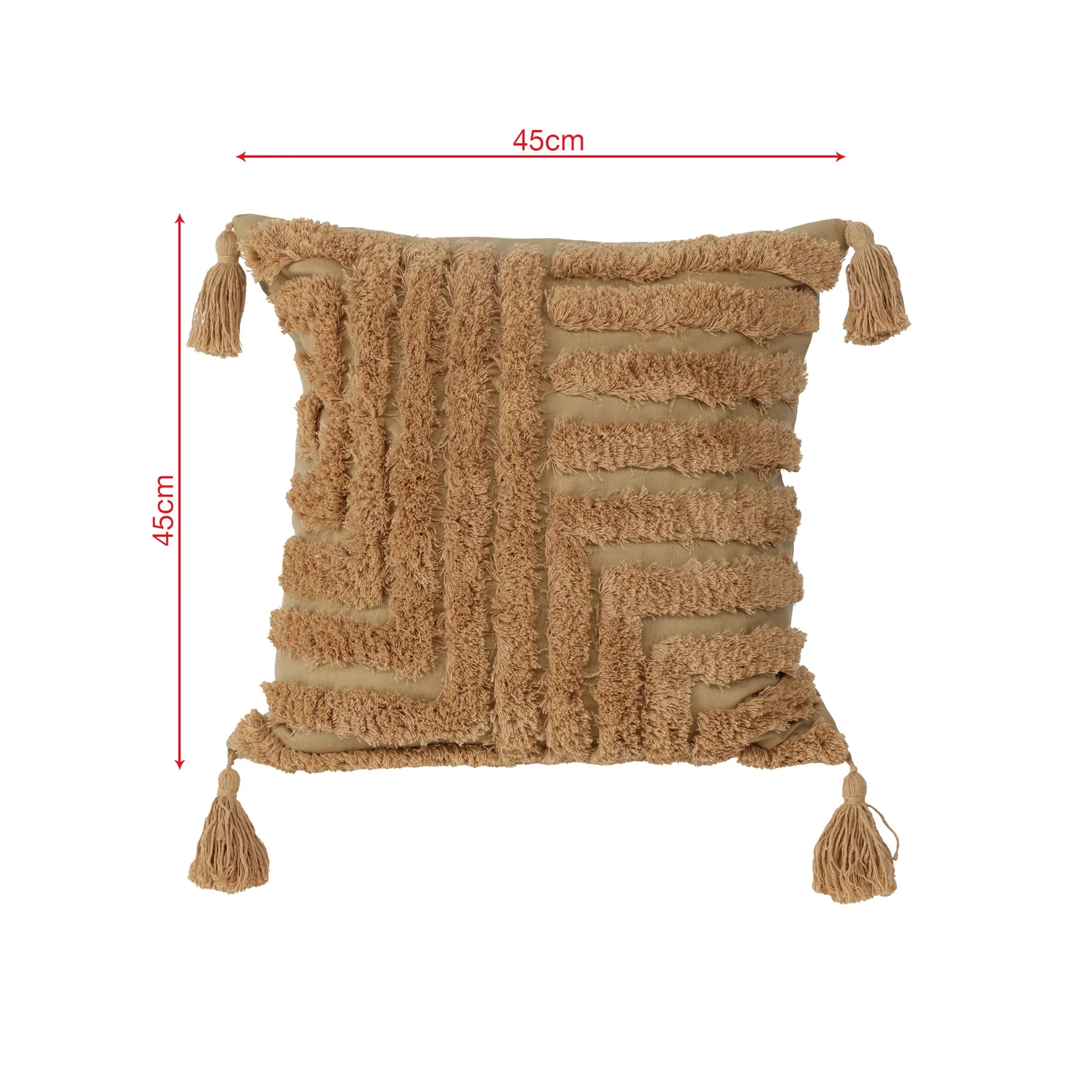 Hoteia - Federa marrone per cuscino con frange 45x45 cm - Image 7