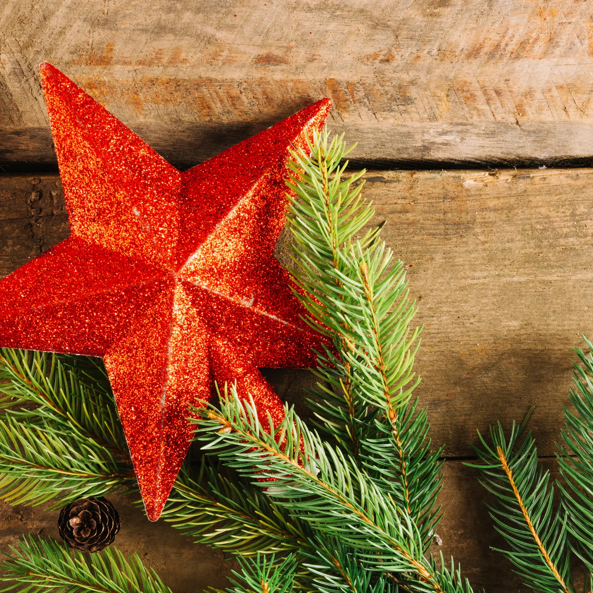 Jucara - Puntale a stella rosso glitterato per albero di Natale - Image 2