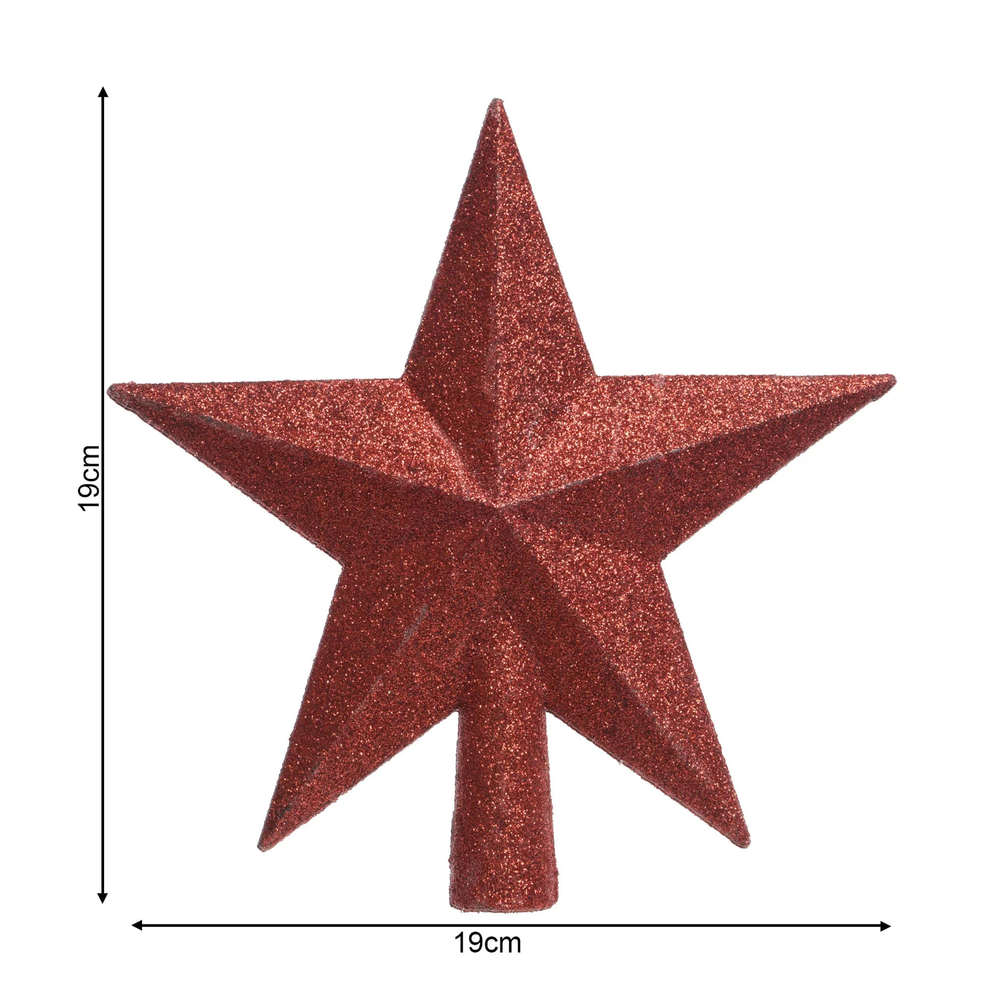 Jucara - Puntale a stella rosso glitterato per albero di Natale - Image 3
