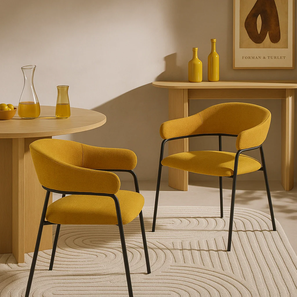 Kadid - Set 2 sedie per sala da pranzo giallo senape - Image 3