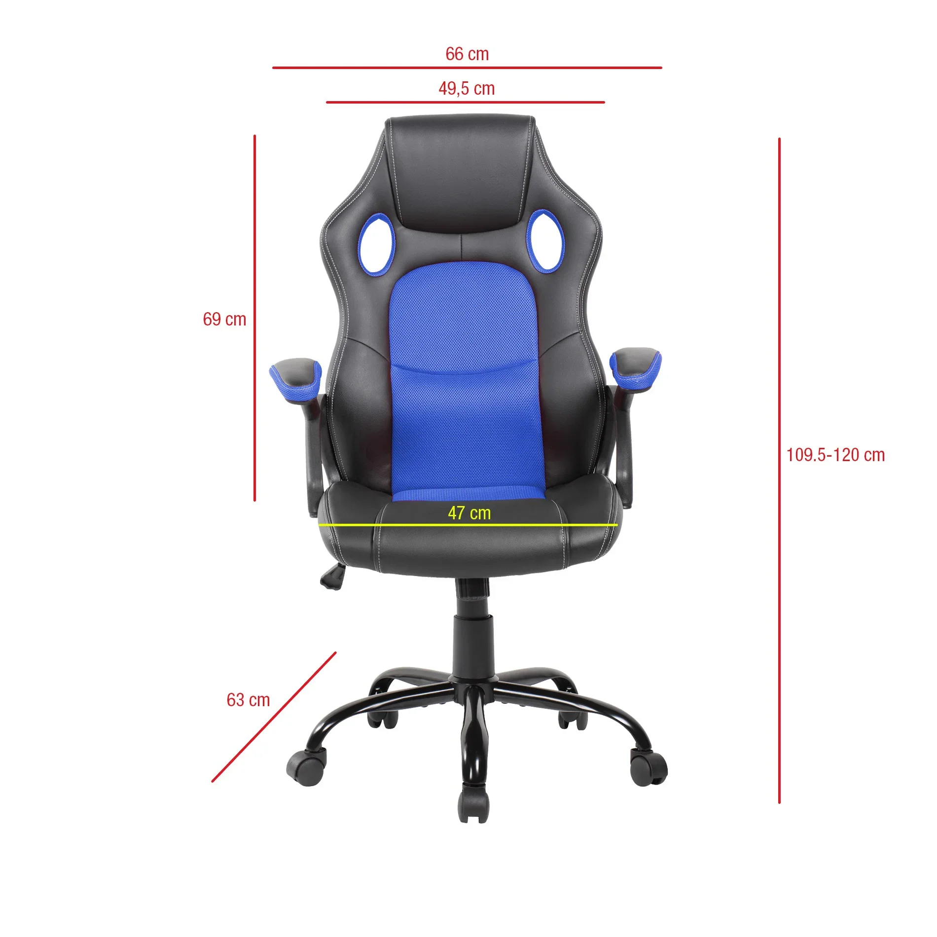 Kalanchoe - Poltrona da gaming nera e blu reclinabile - Image 5