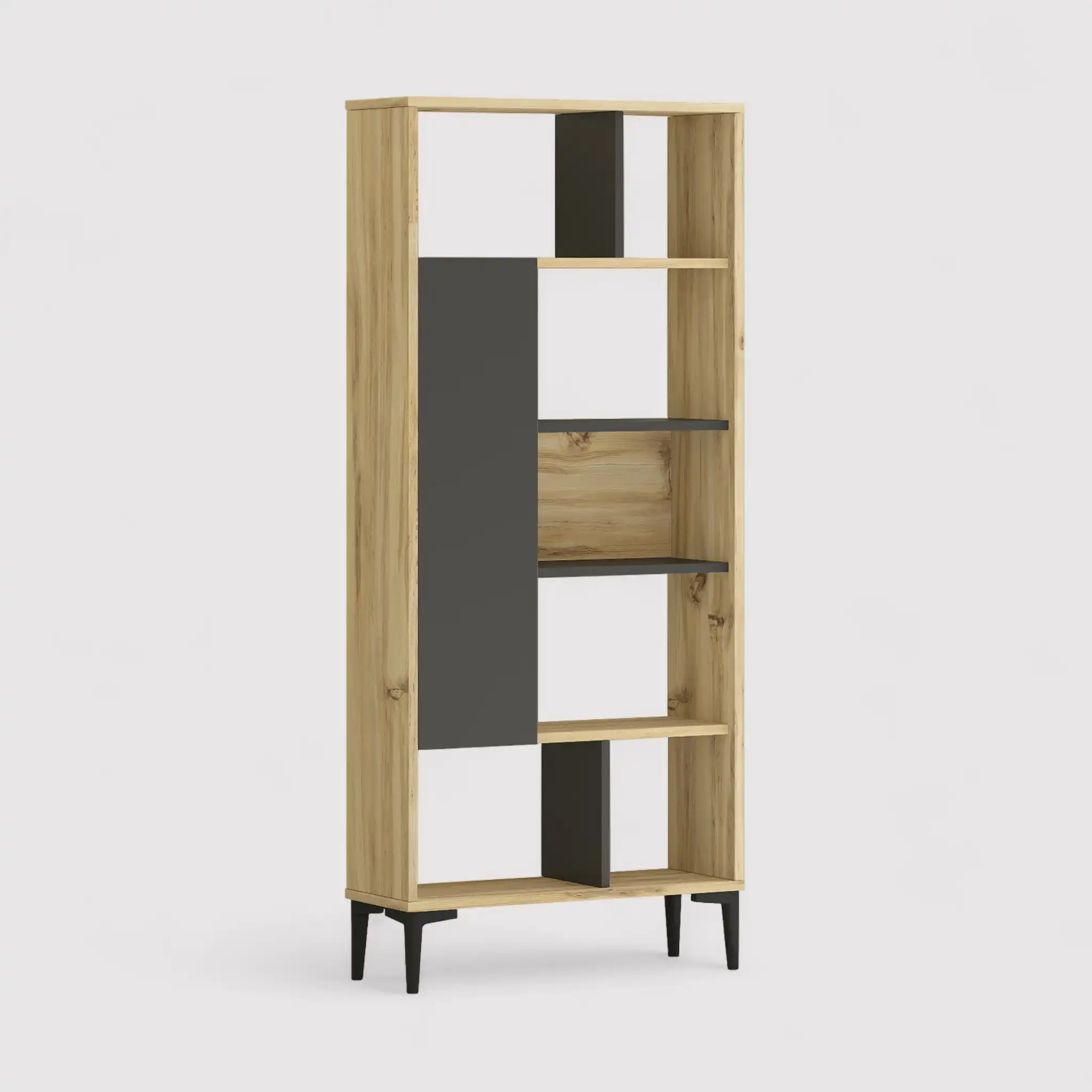 Kanak - Libreria moderna con 7 scomparti aperti e 1 vano