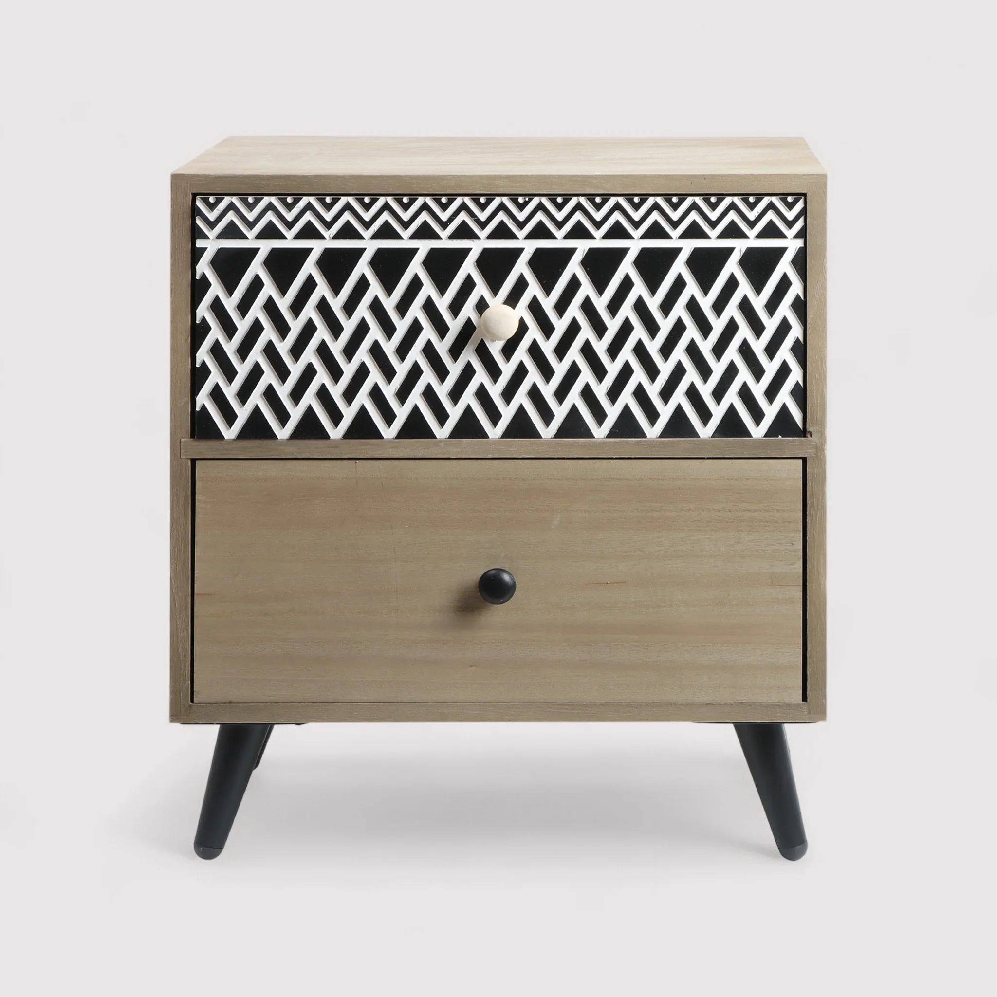 Kanoko - Comodino basso in stile boho con 2 cassetti - Image 3