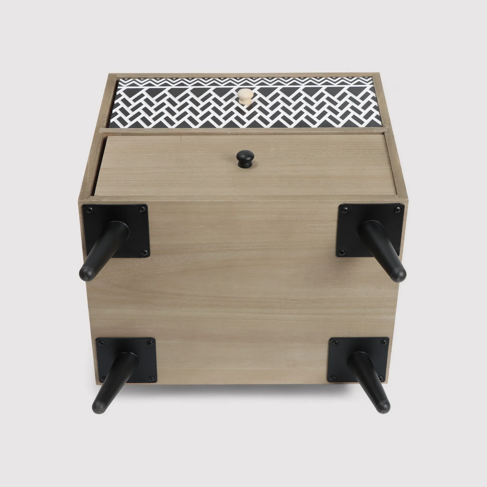 Kanoko - Comodino basso in stile boho con 2 cassetti - Image 5