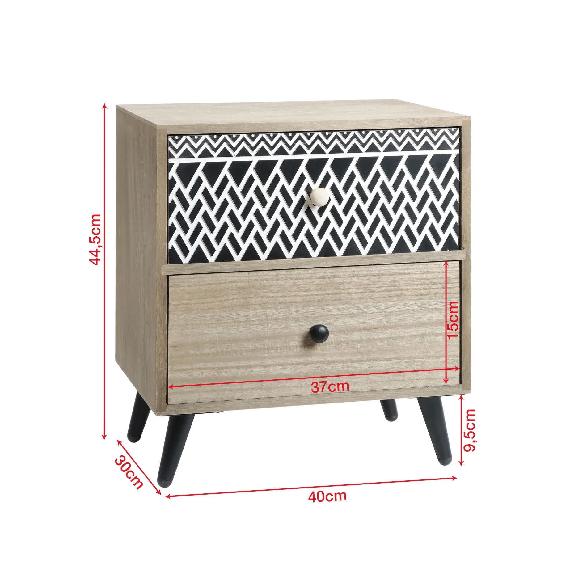 Kanoko - Comodino basso in stile boho con 2 cassetti - Image 7