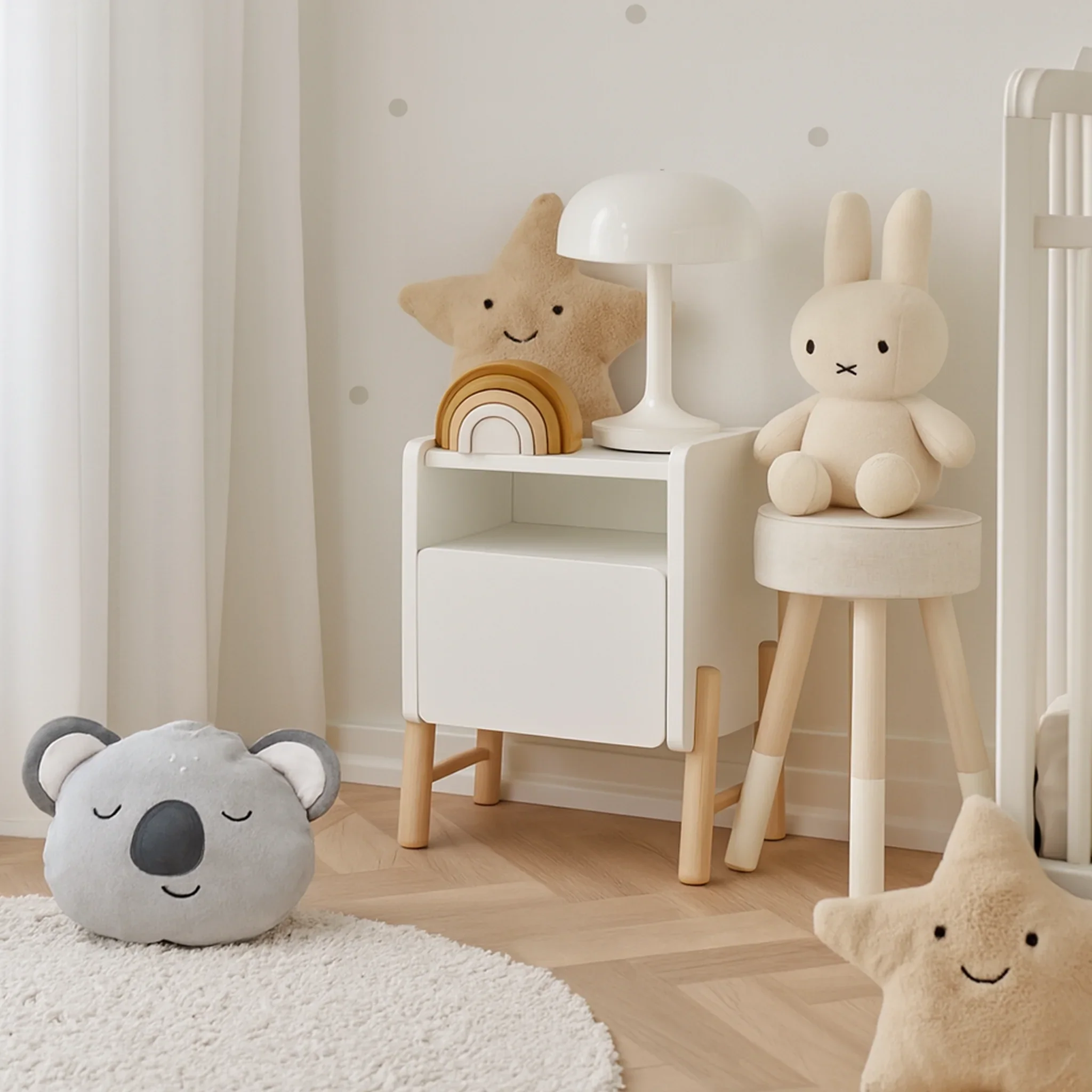 Kelen - Comodino bianco per bambini con 2 ripiani e 1 cassetto - Image 2