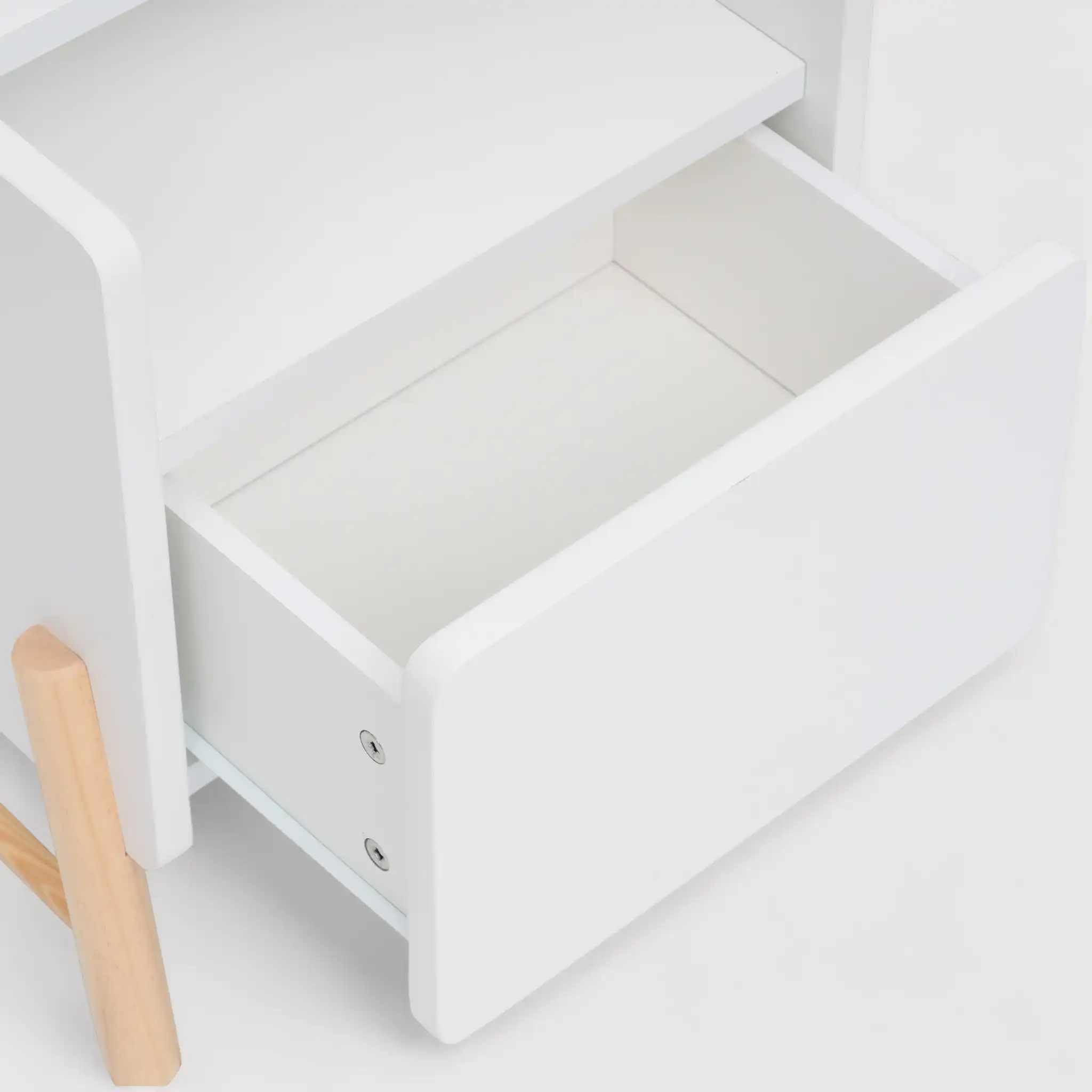 Kelen - Comodino bianco per bambini con 2 ripiani e 1 cassetto - Image 7