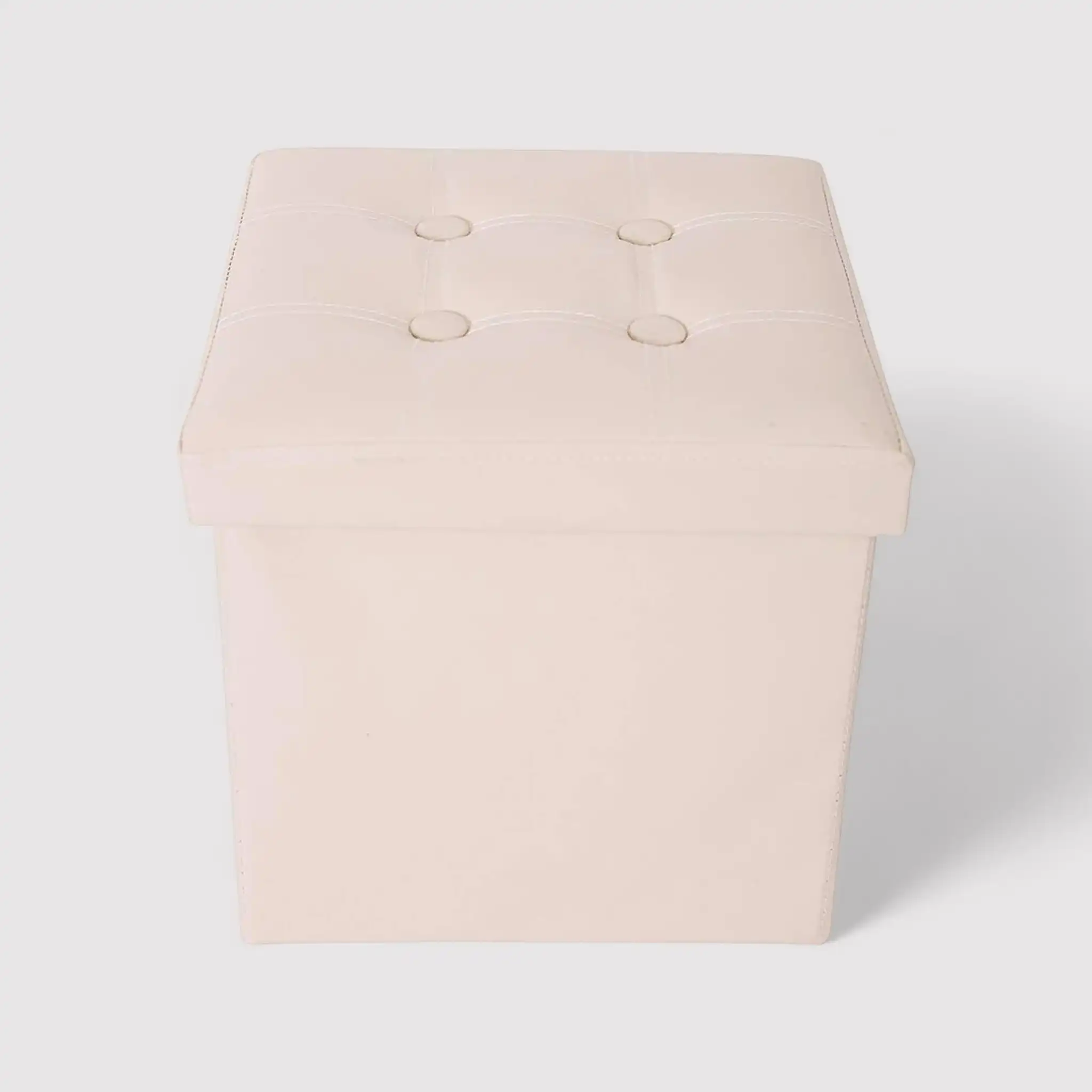 Kerria - Pouf beige ecopelle a cubo con contenitore - Image 3