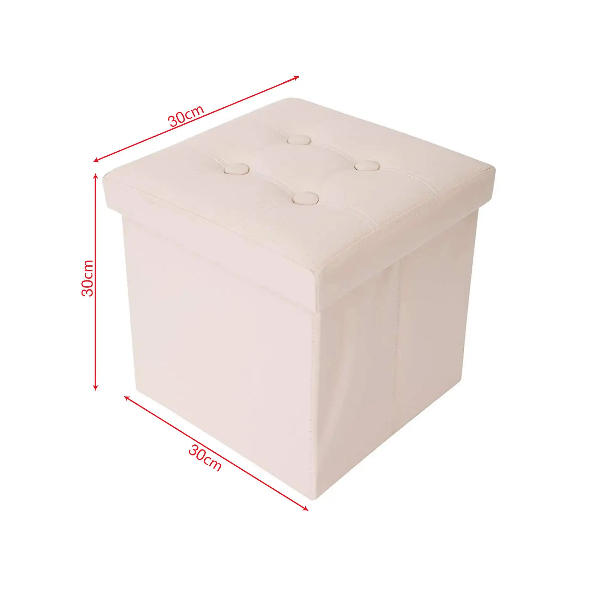 Kerria - Pouf beige ecopelle a cubo con contenitore - Image 4