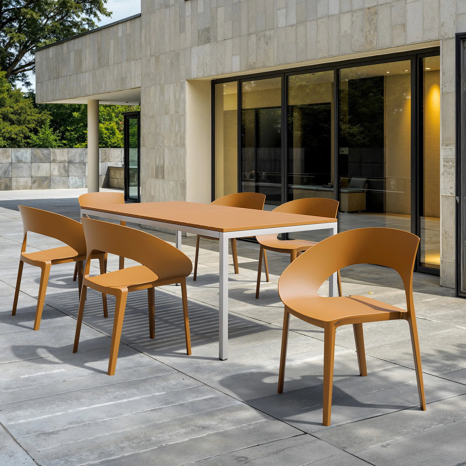 Laren - Set 2 sedia da esterno colore arancione stile moderno - Image 2