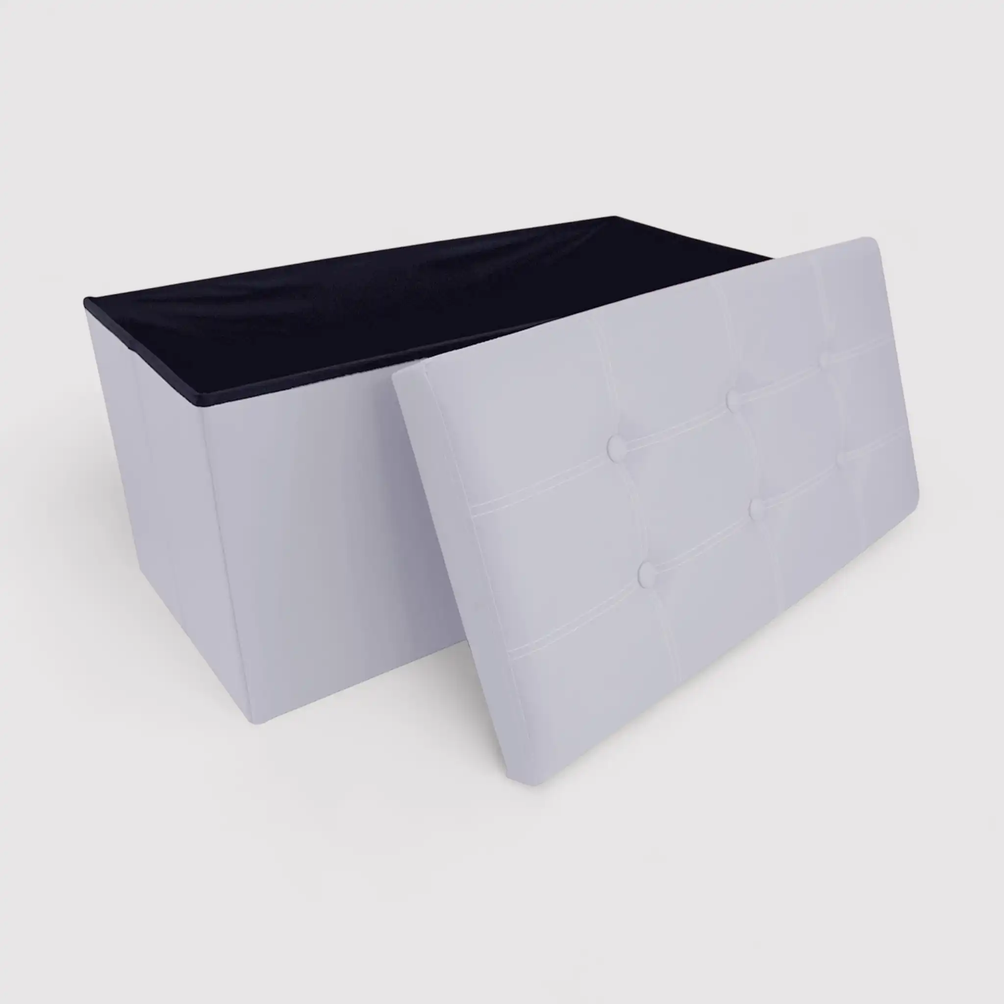 Lavatera - Pouf grigio portaoggetti ecopelle da salotto - Image 3