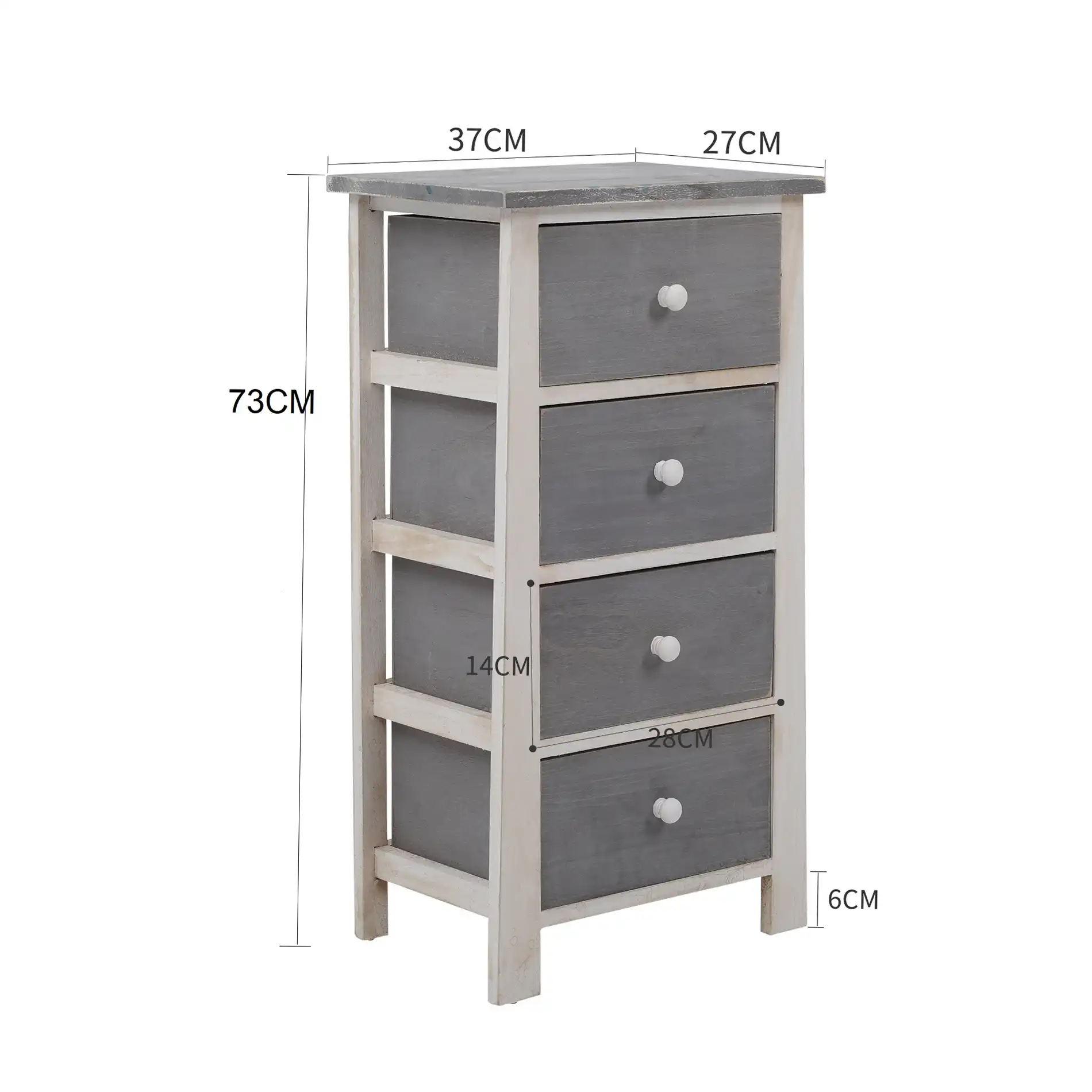 Leccio - Cassettiera in stile shabby in legno con 4 cassetti - Image 5