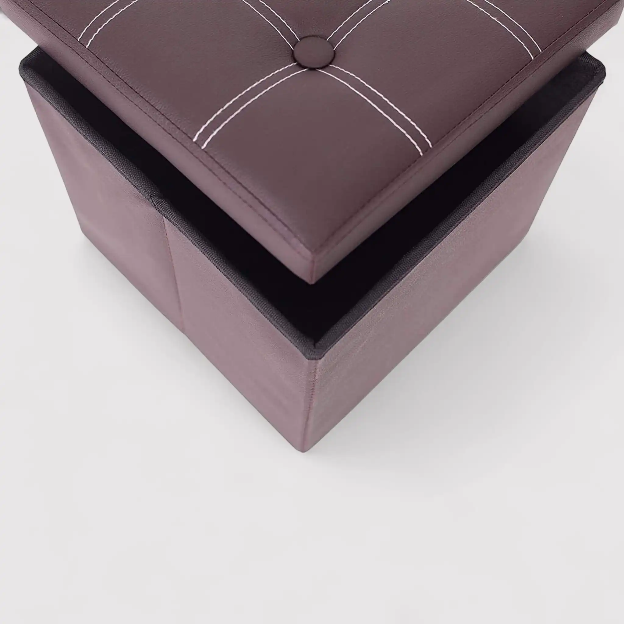 Lewisia - Pouf contenitore quadrato marrone e imbottito - Image 4