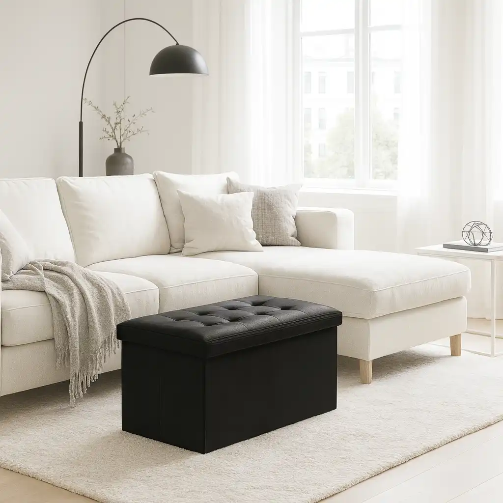 Liatris - Pouf contenitore grande nero e imbottito - Image 2