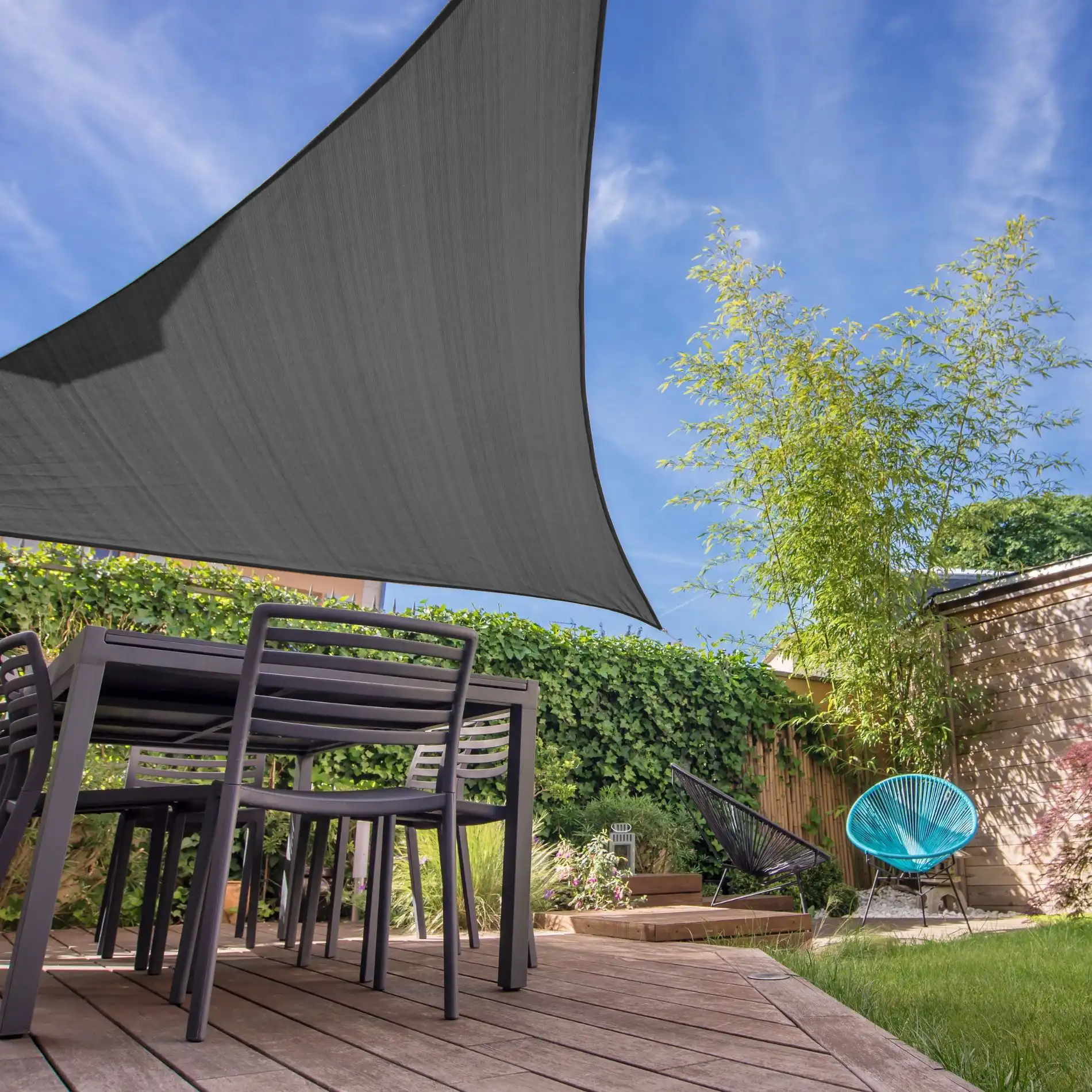 Lobivia - Tenda a vela triangolare 3x3x3 mt grigia con filtro anti UV - Image 2