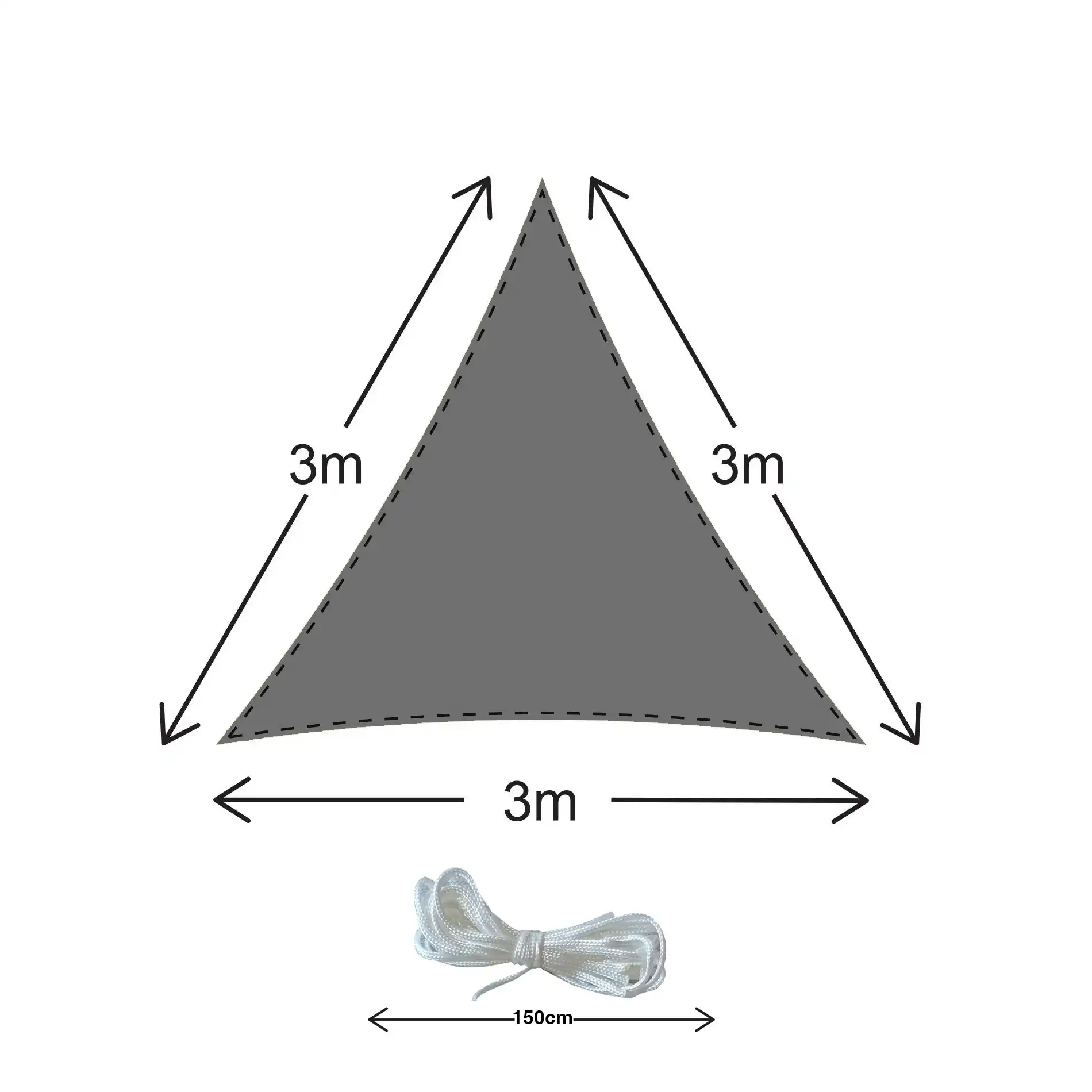 Lobivia - Tenda a vela triangolare 3x3x3 mt grigia con filtro anti UV - Image 5