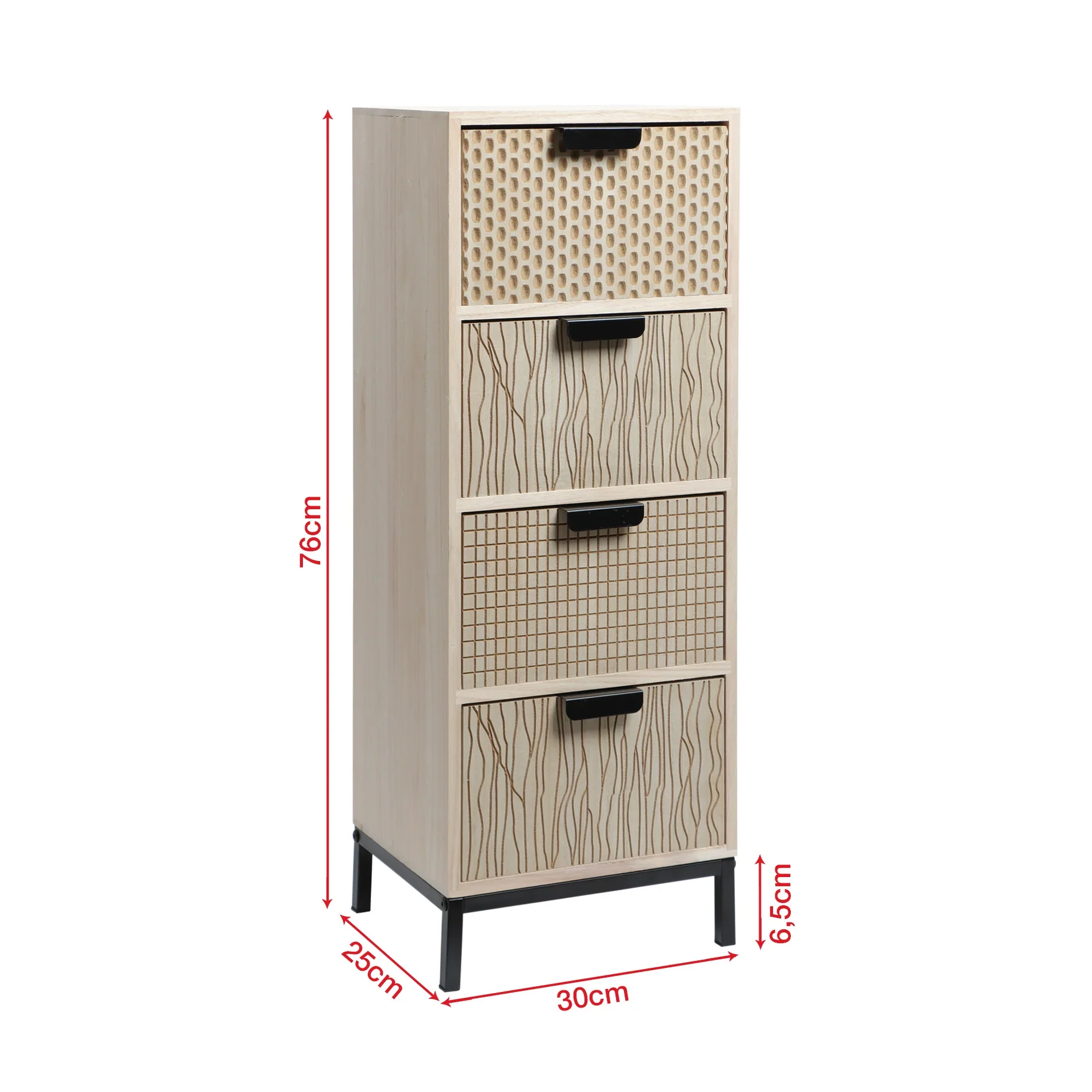 Mahlab - Cassettiera in legno e metallo con 4 cassetti incisi - Image 8