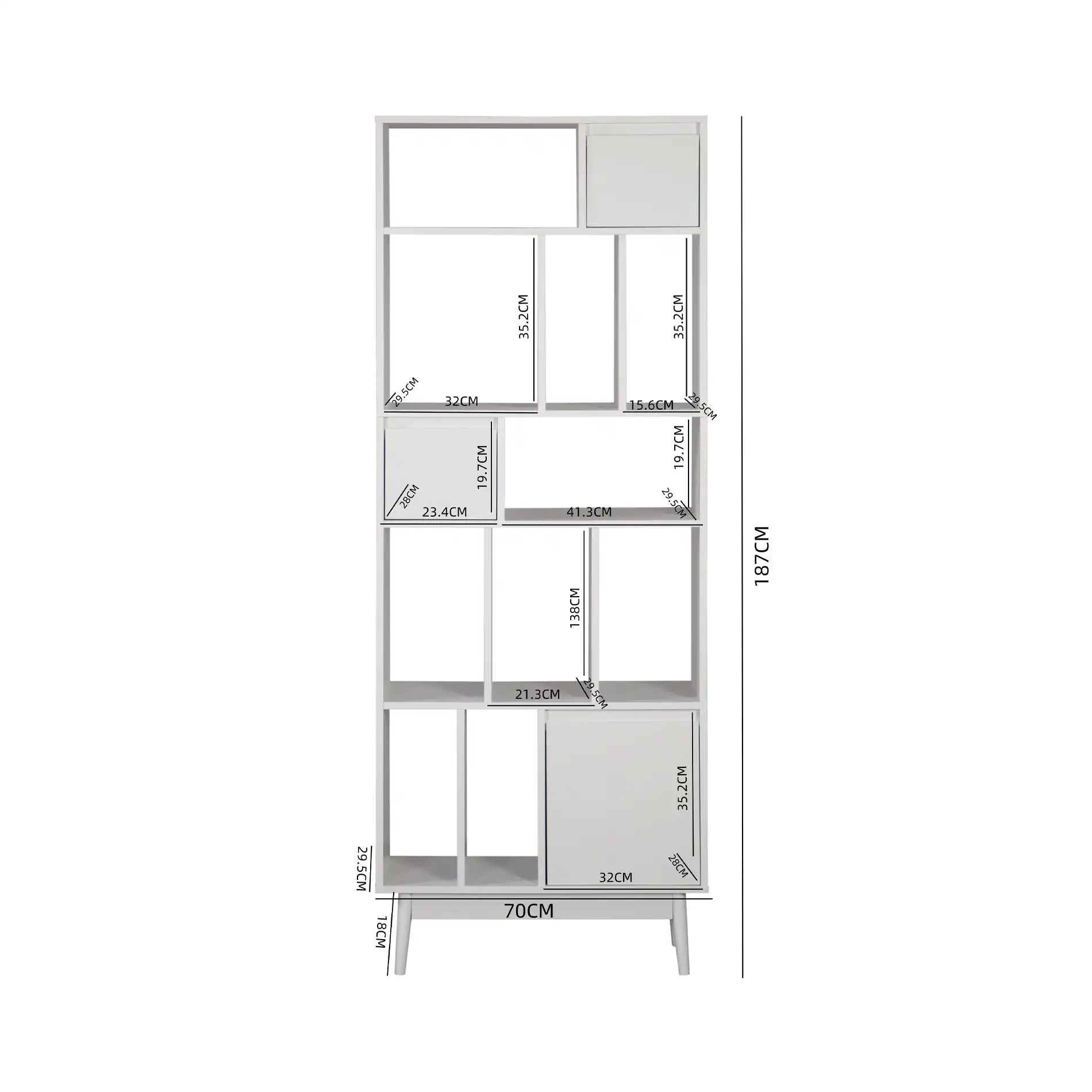 Mawar - Libreria design alta bianca con 5 ripiani e 13 vani - Image 8