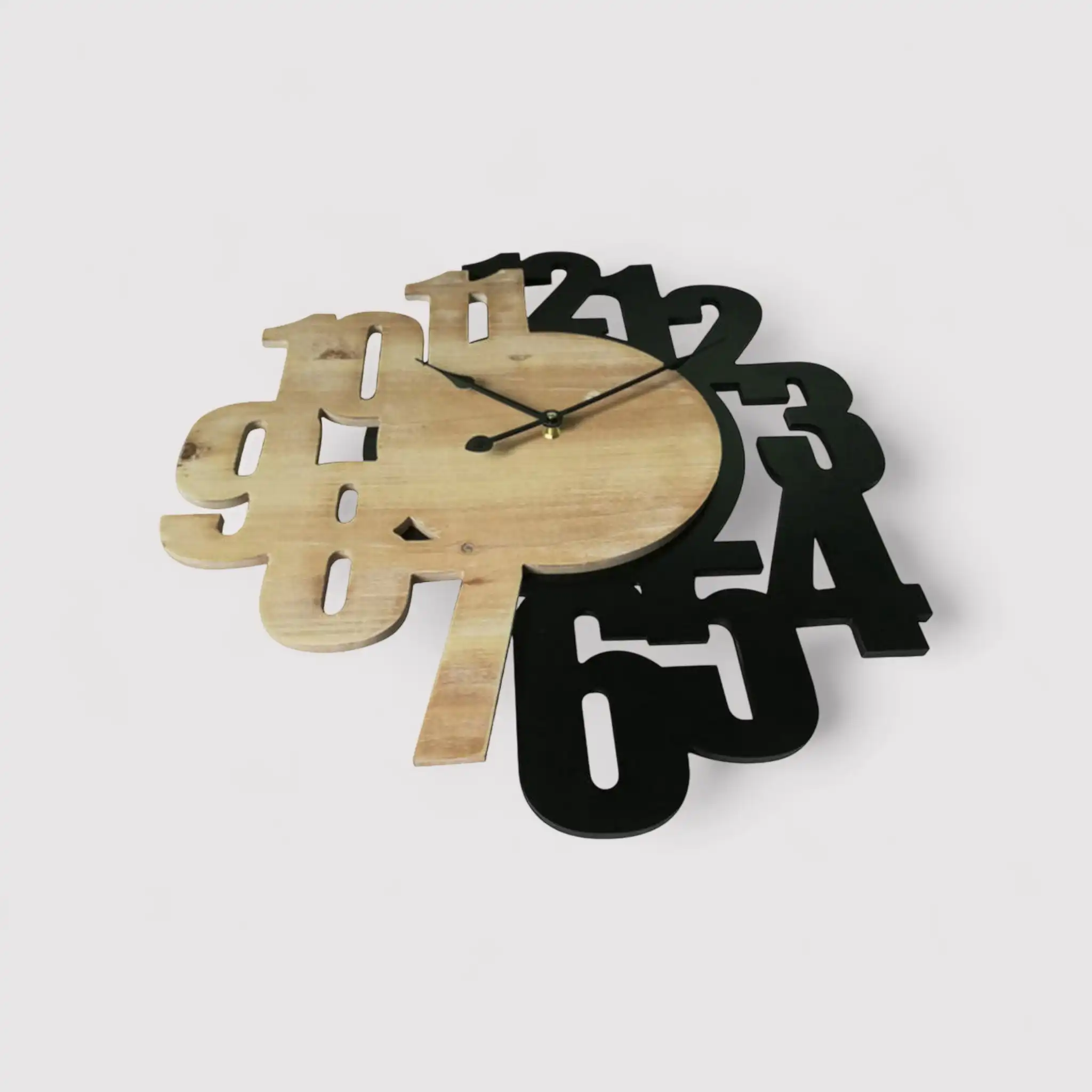 Melia - Orologio da parete con numeri sparsi nero e marrone - Image 3