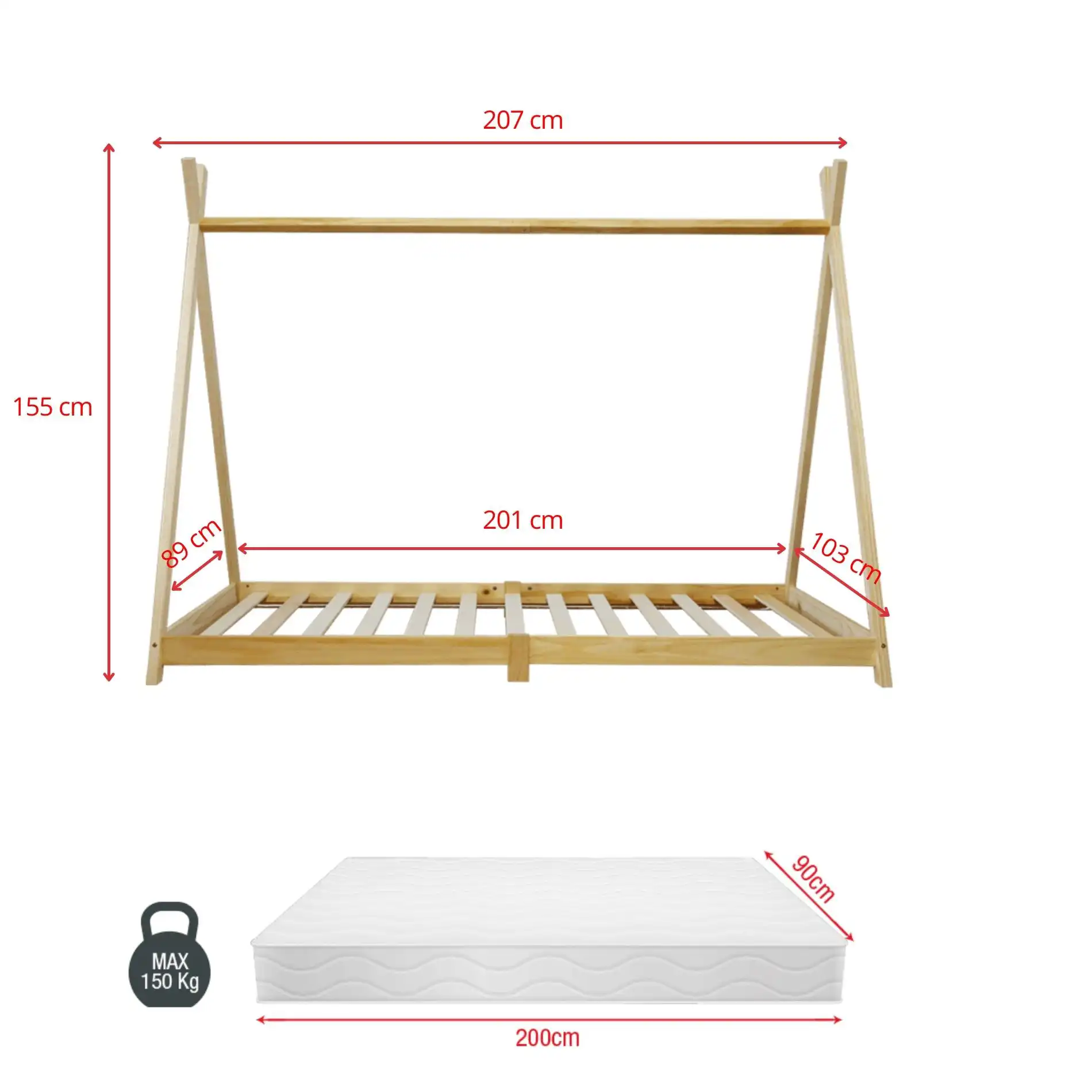 Mersin - Letto per bambini a tenda da indiano 207x103 cm - Image 8