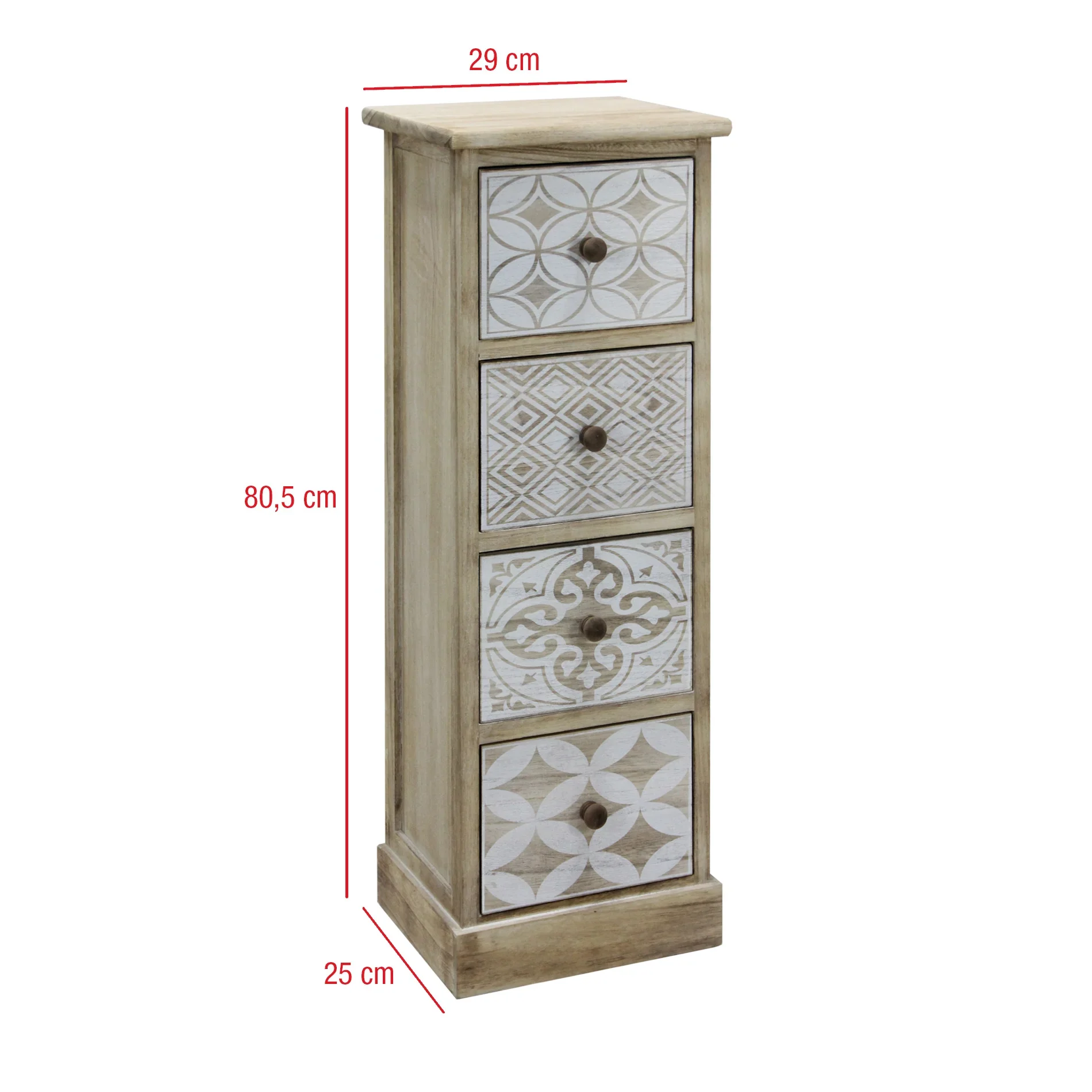 Monstera - Cassettiera bianca in legno con 4 cassetti decorati - Image 9