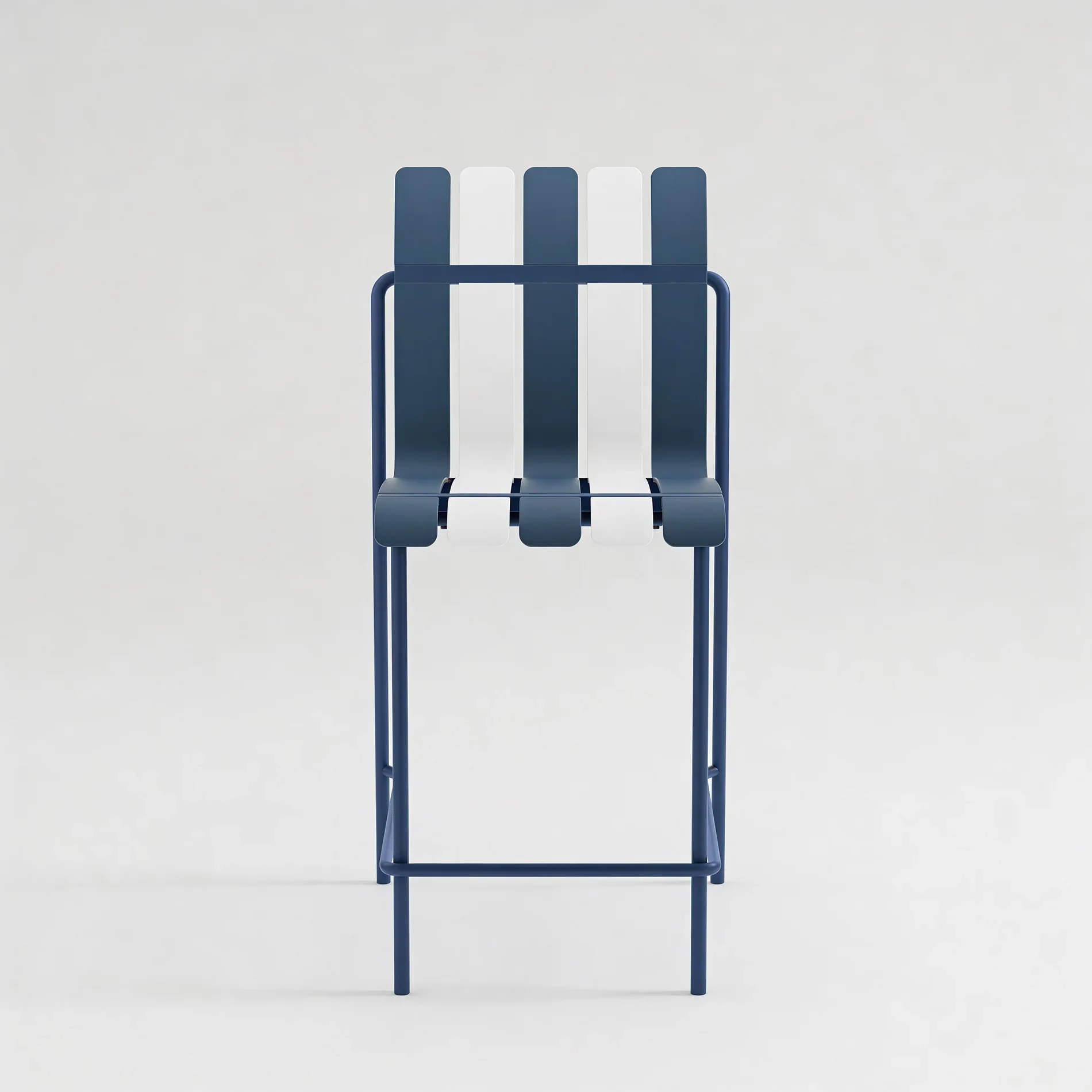 Nareo - Set 2 Sgabelli alti da bar colore bianco e blu stile moderno - Image 4