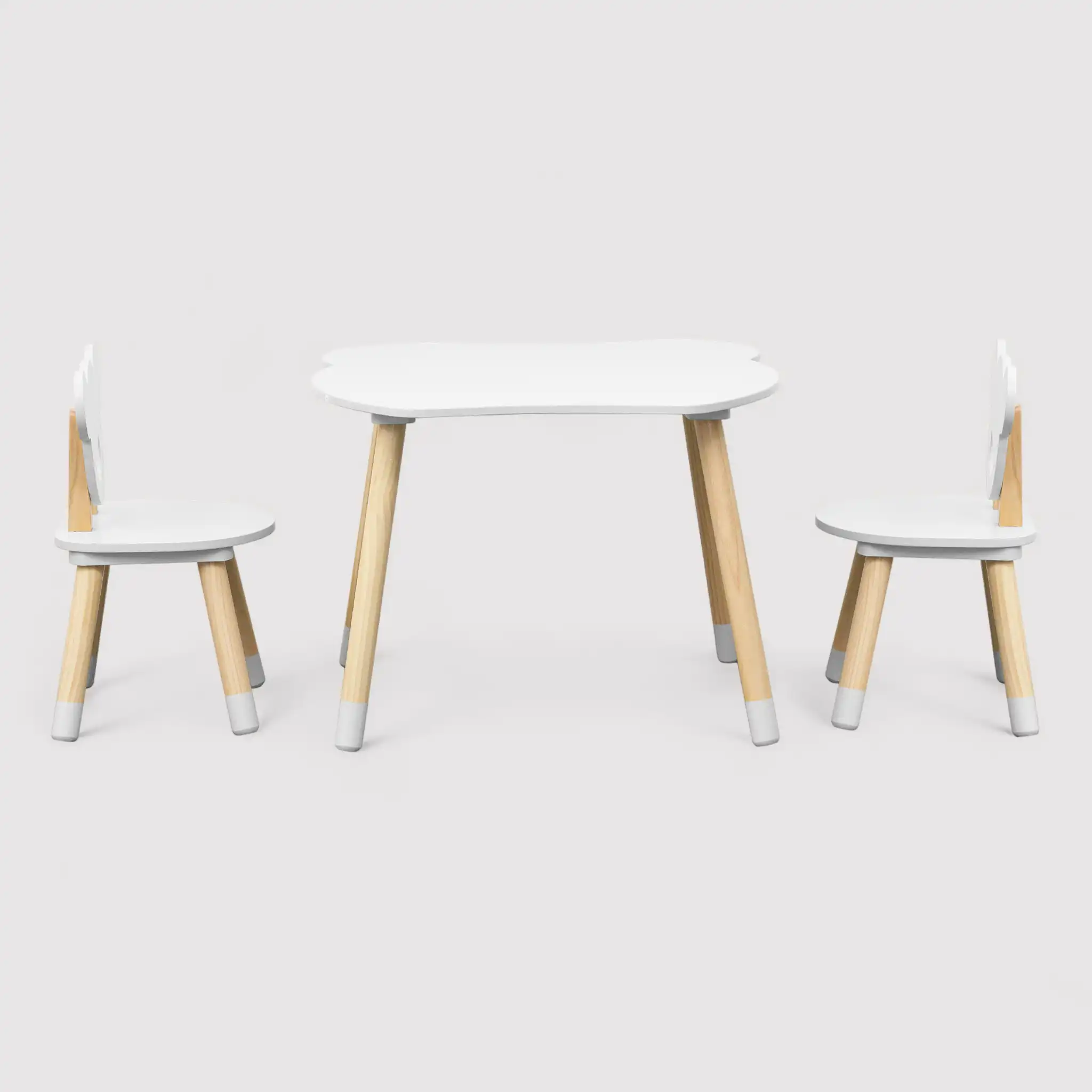 Nefel - Set tavolino per bambini e 2 seggiole bianco e marrone - Image 4