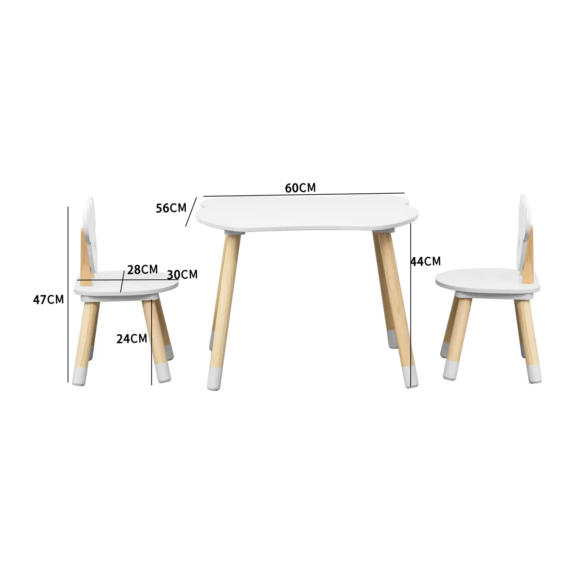 Nefel - Set tavolino per bambini e 2 seggiole bianco e marrone - Image 8
