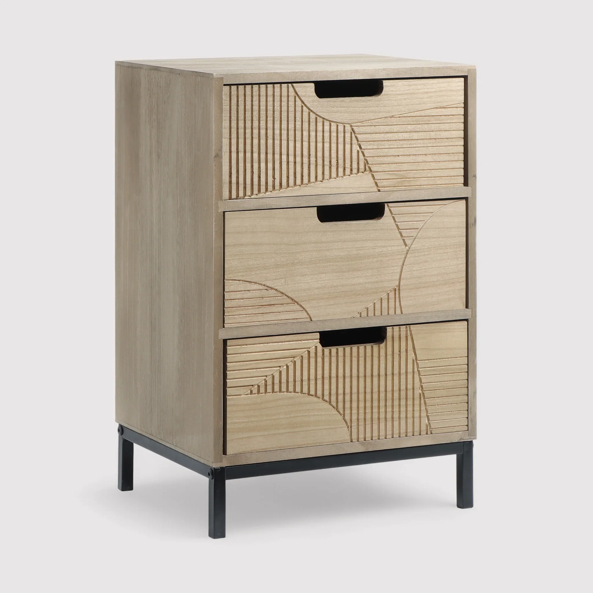 Nelumbo - Comodino compatto in stile moderno con 3 cassetti