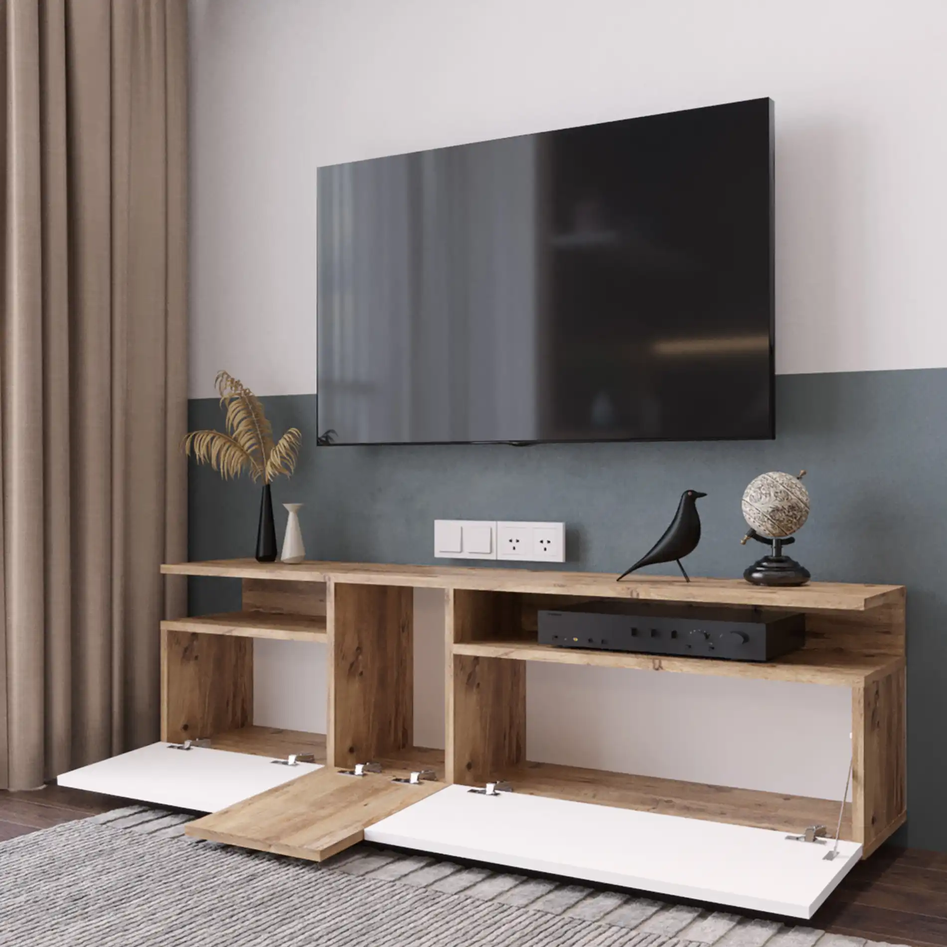Nergis - Credenza porta tv bianca in stile moderno - Image 4