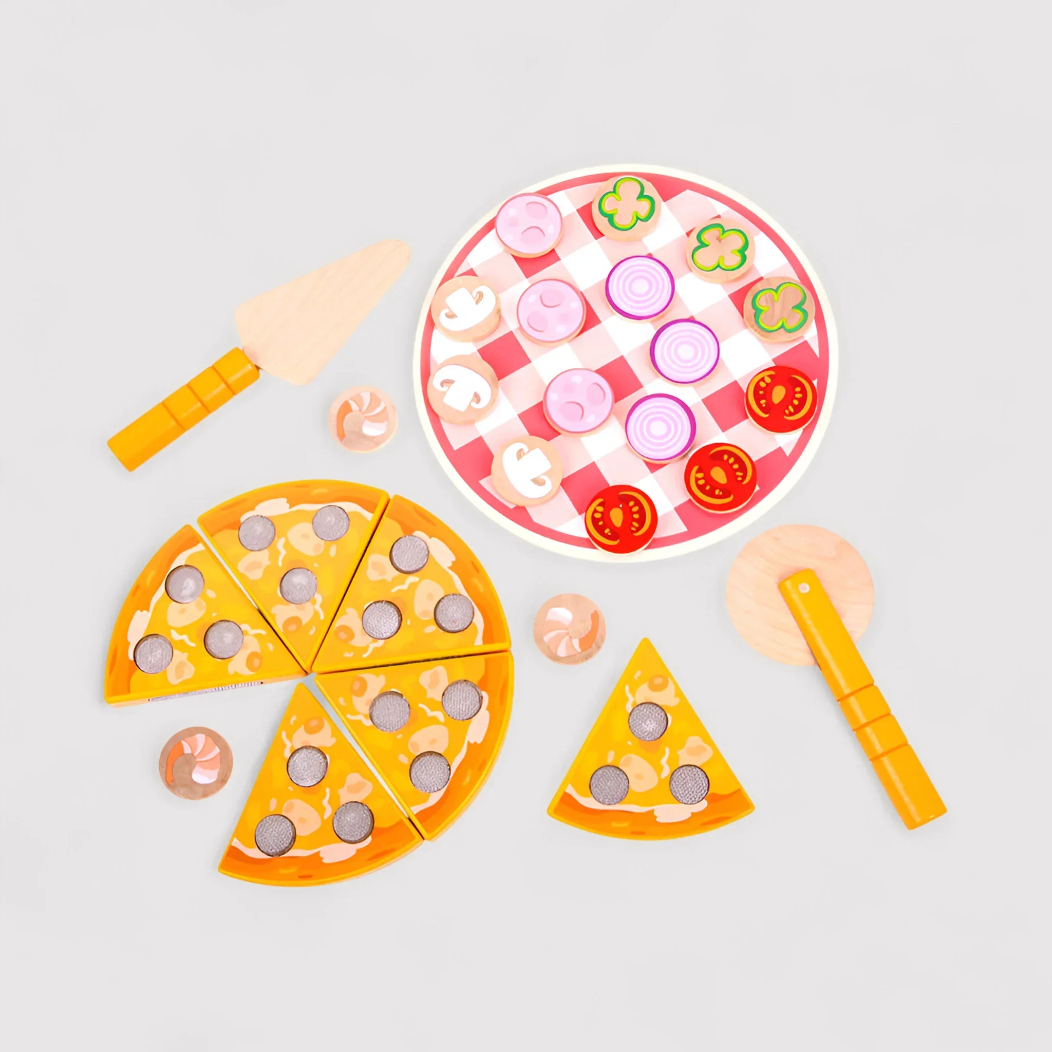 Okhar - Pizza giocattolo in legno per bambini con accessori - Image 3