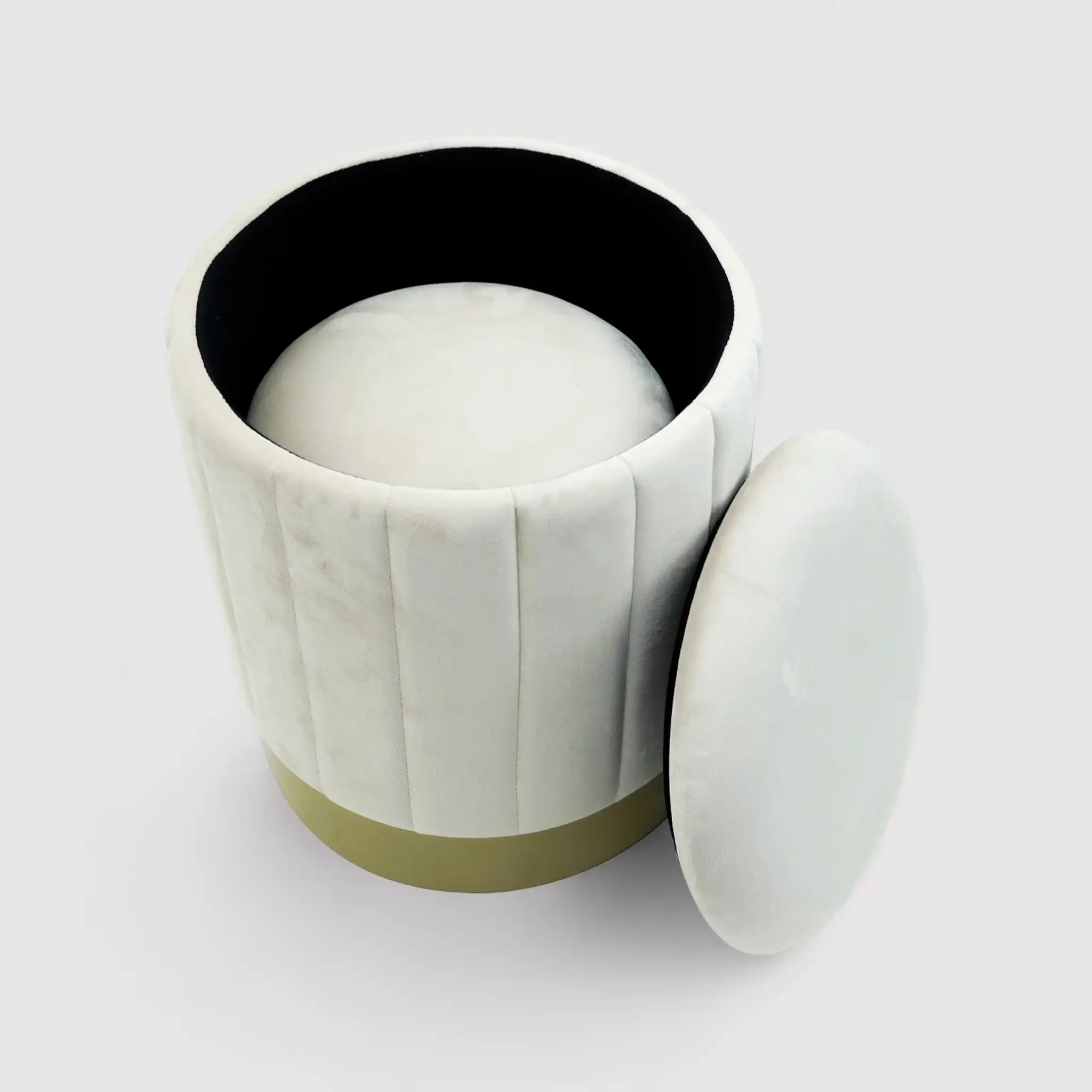 Okome - Set di 2 pouf sgabelli bianchi con contenitore - Image 4