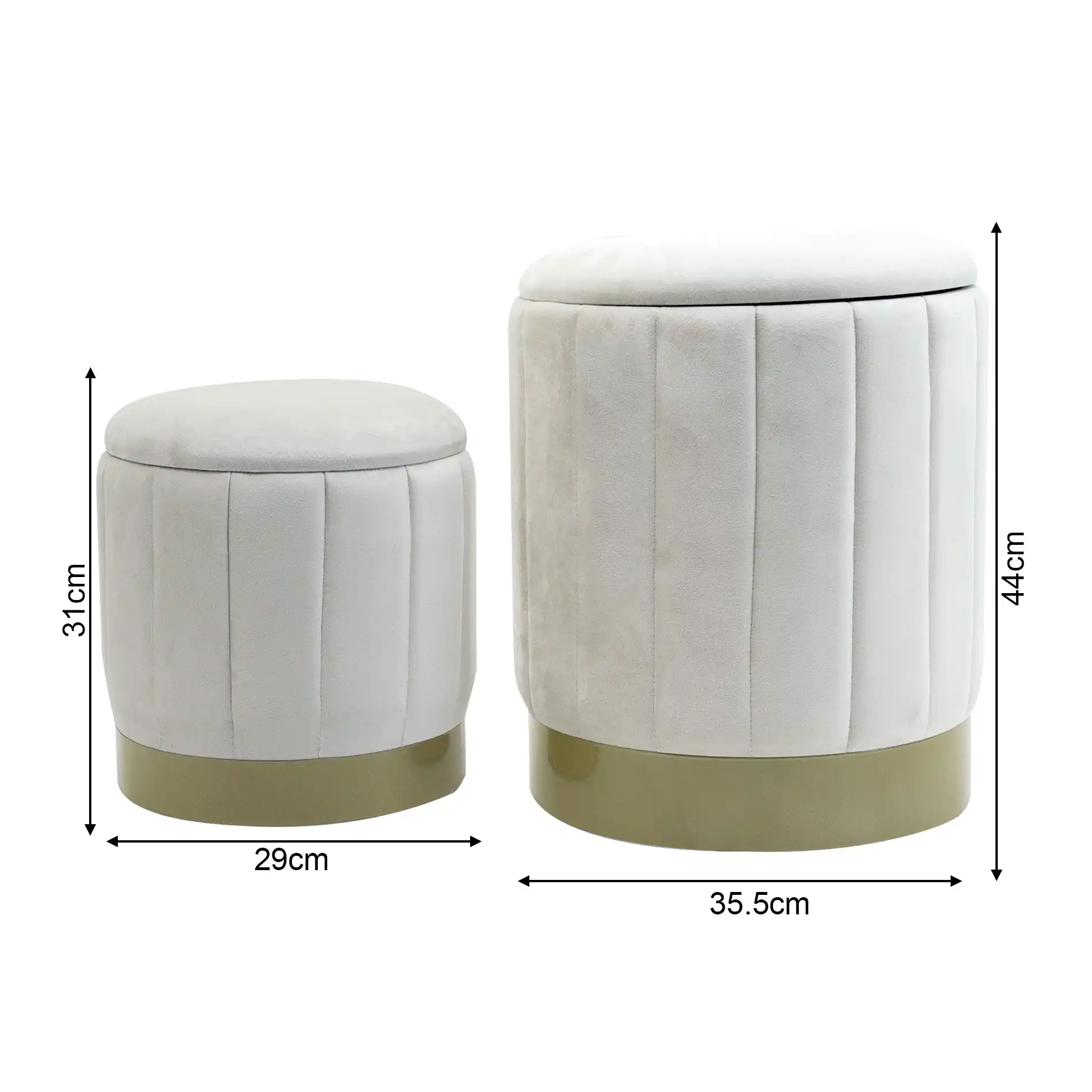 Okome - Set di 2 pouf sgabelli bianchi con contenitore - Image 9