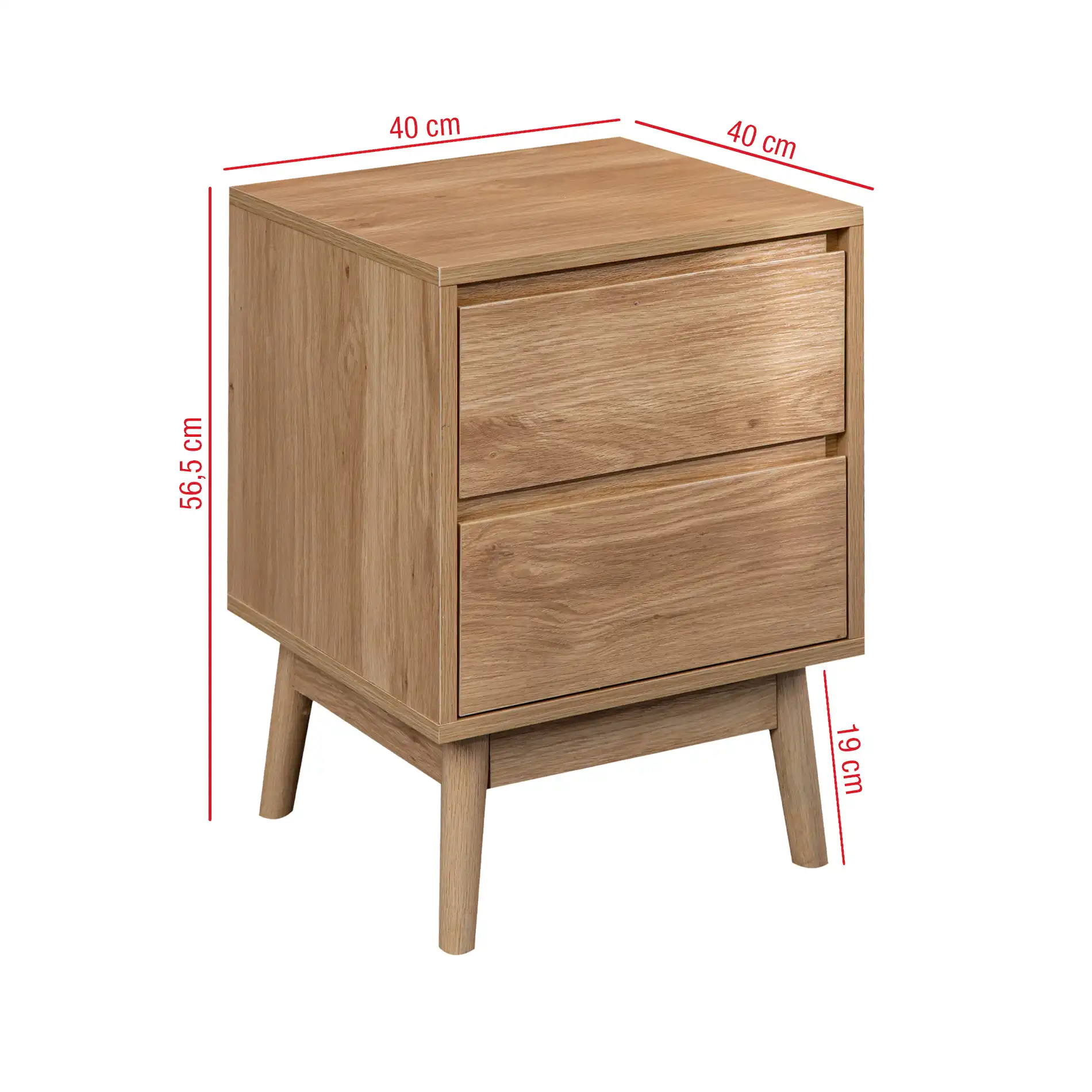 Ontano - Comodino color legno naturale con 2 cassetti - Image 8