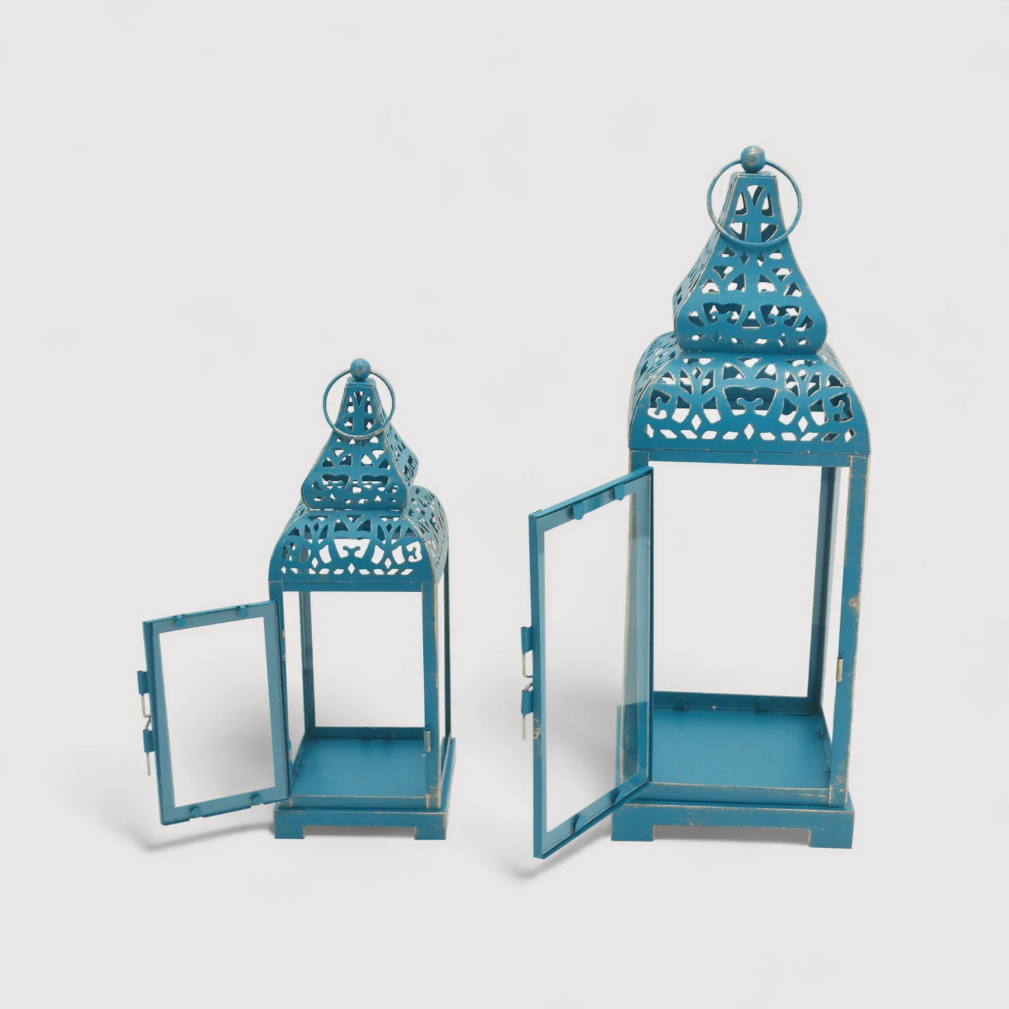 Ortensia - Set di 2 lanterne blu in metallo - Image 6